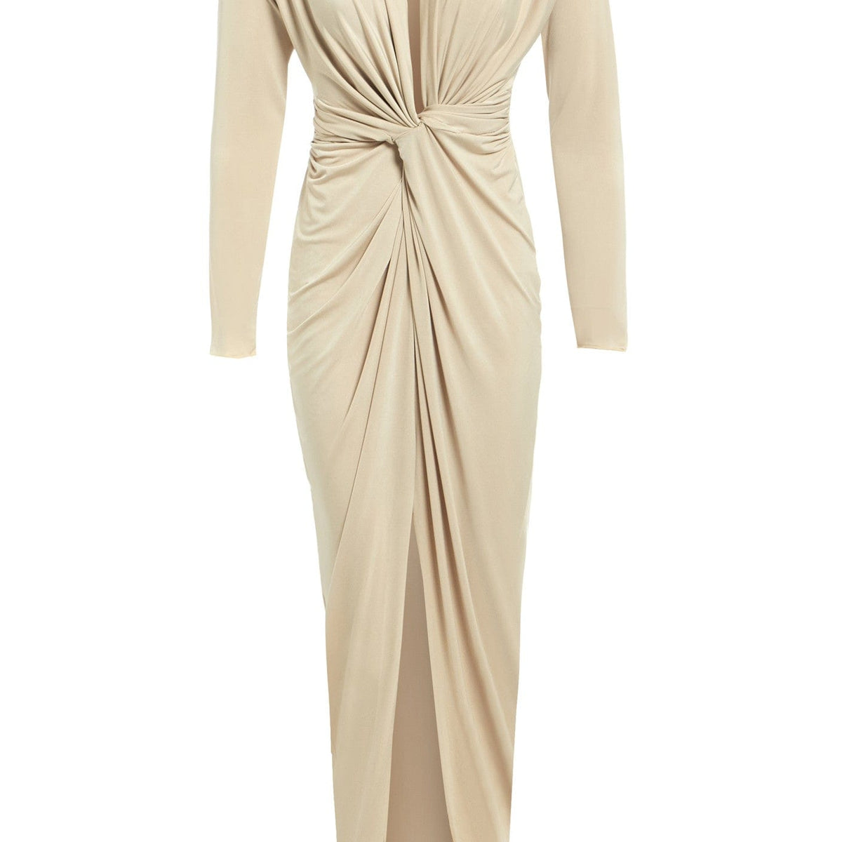 Bianca Stone Midi Dress – Knot Front Plunging Neckline By Sarvin by Sarvin