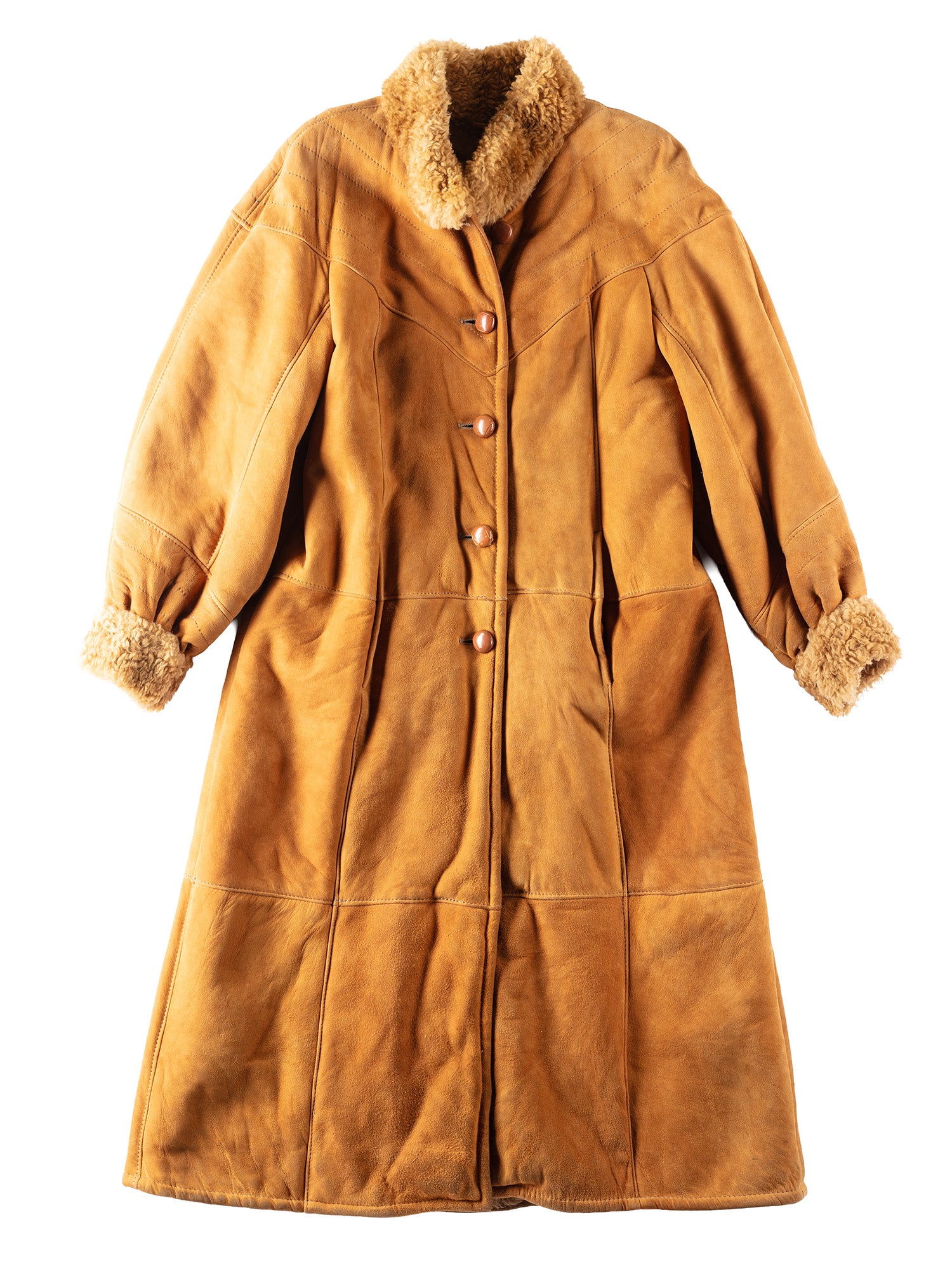 Vintage 80's Women Faux Sheepskin Coat in Brown by Northern Grip