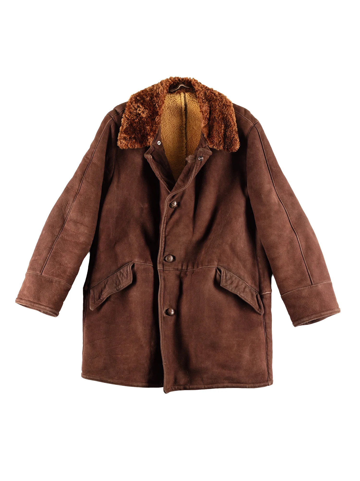 Vintage 80's Men Sheepskin Coat in Brown by Northern Grip