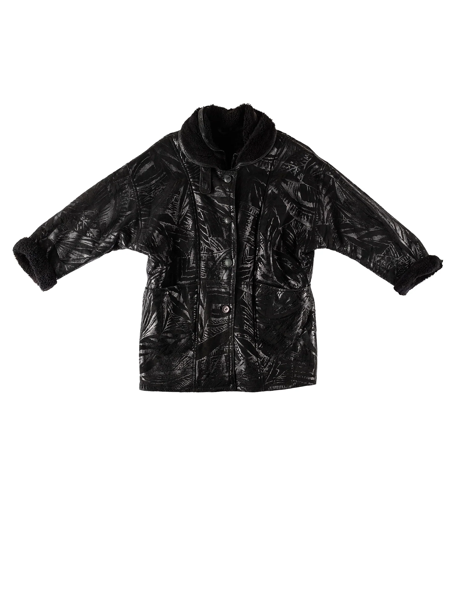 Vintage 80's Women Sheepskin Coat in Black by Northern Grip