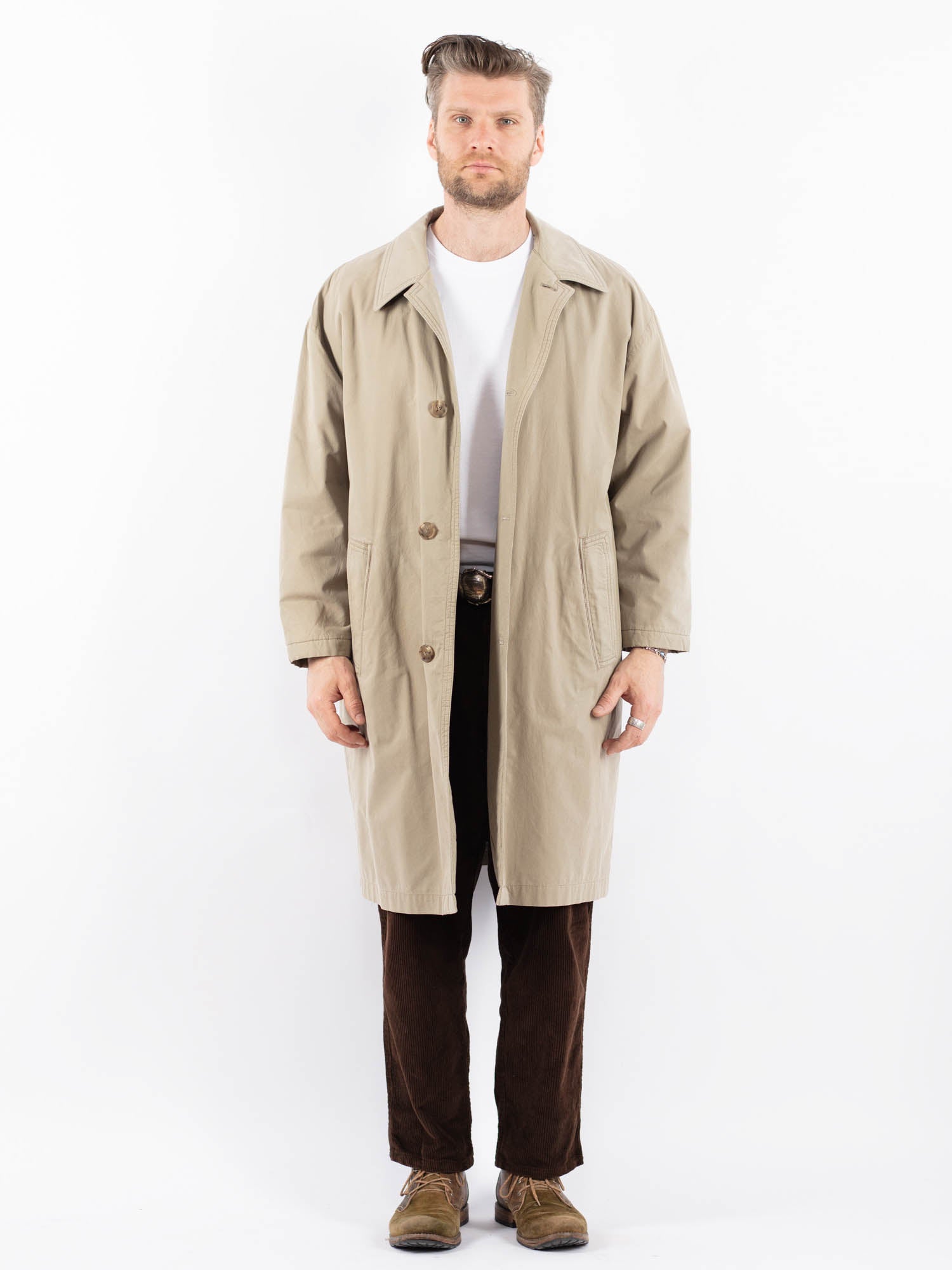Vintage 90's Men Mac Coat in Beige by Northern Grip