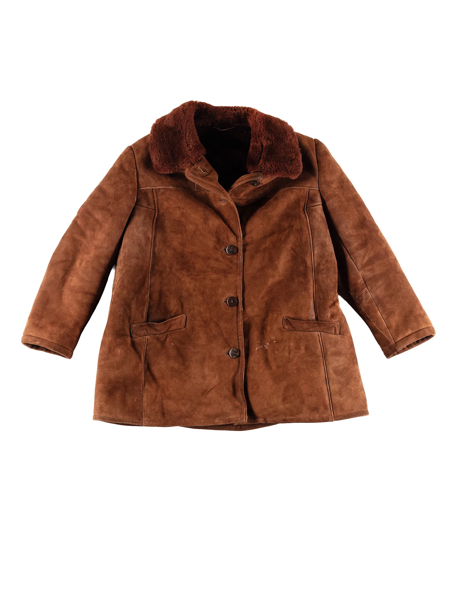 Vintage 80's Women Sheepskin Coat in Brown by Northern Grip