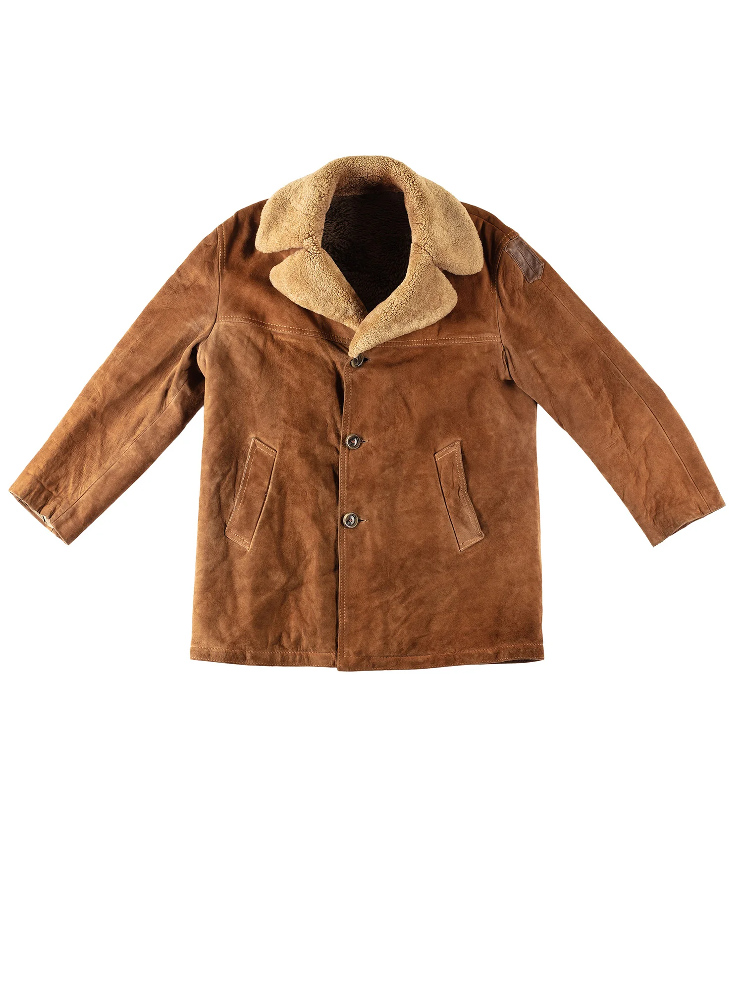 Vintage 80's Men Faux Sheepskin Coat in Brown by Northern Grip