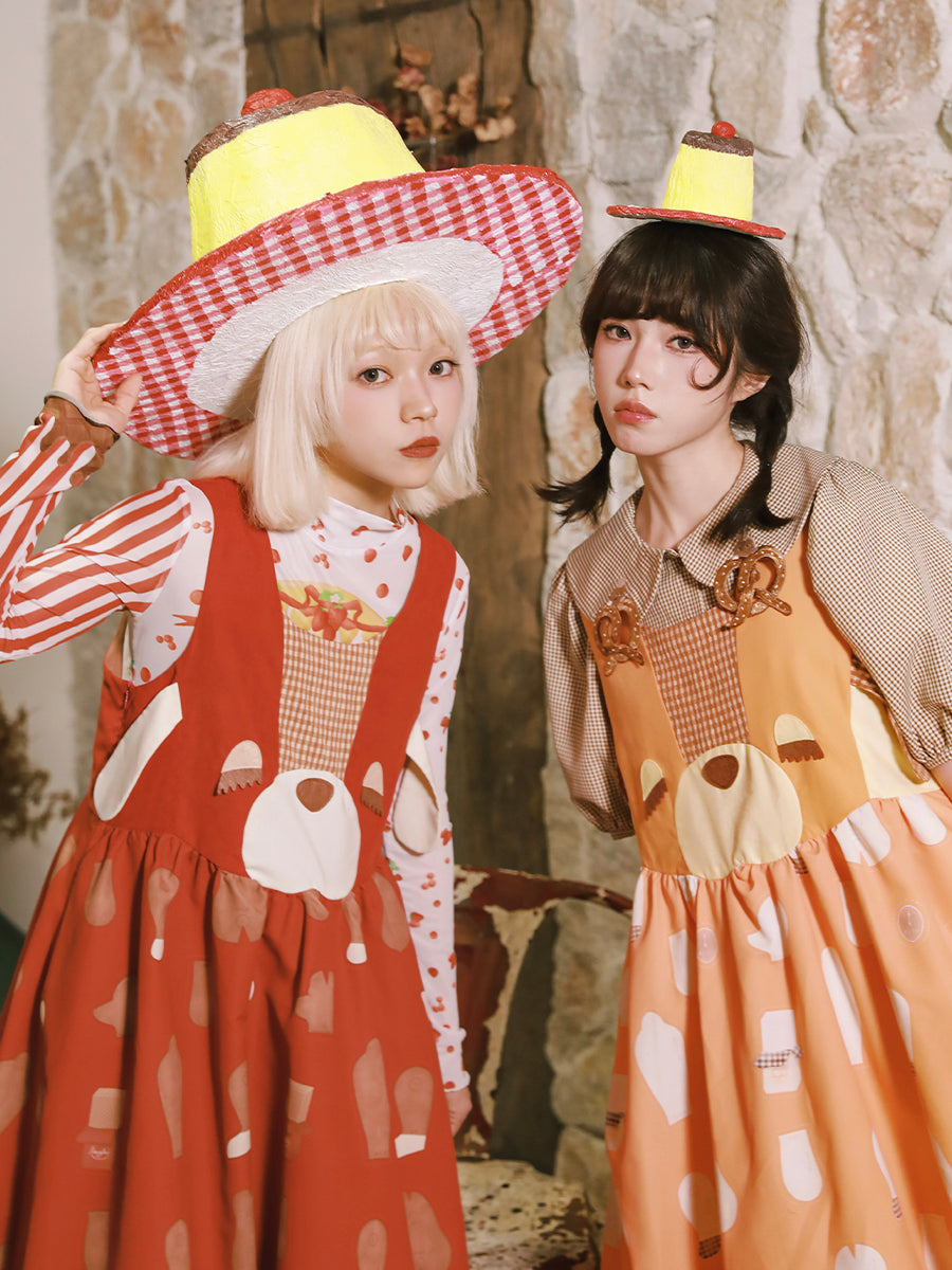 Harajuku Dress Dog Prints Patchwork Cute Pod Vest Dress Meugler by Land Decora