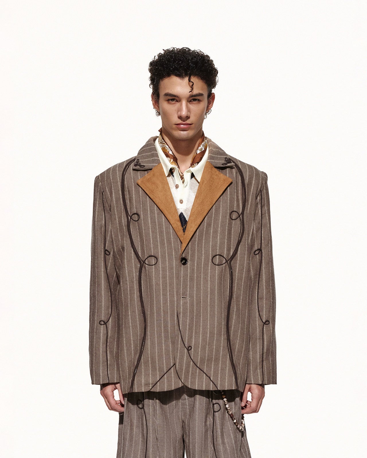 Script-X Striped Linen Blazer