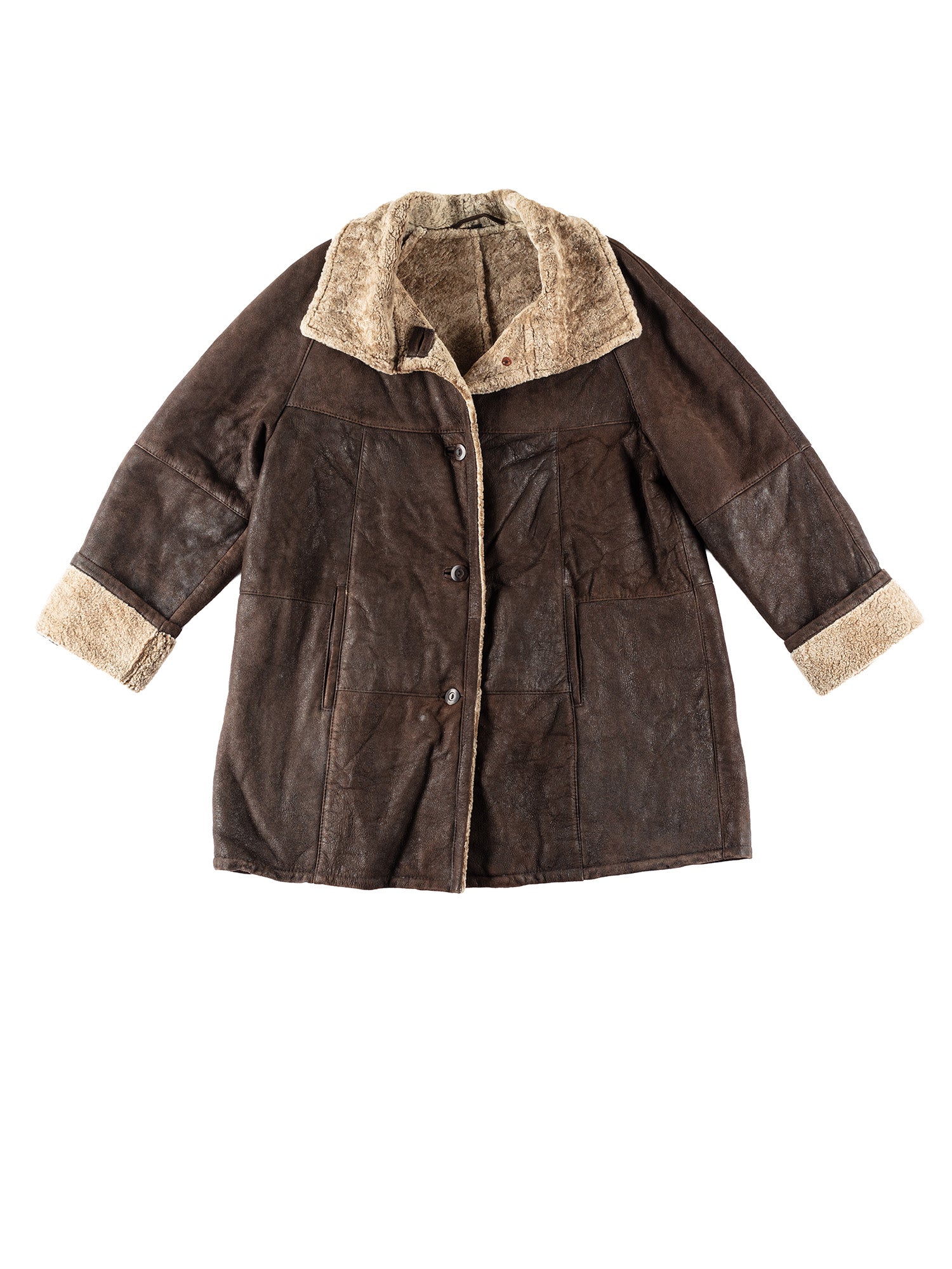 Vintage 70's Women Sheepskin Coat in Brown by Northern Grip