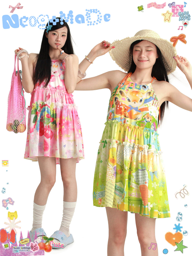 NeogoMade Bunny & Deer Halter Ruffle Dress – Sweet Holiday Vibes by Land Decora