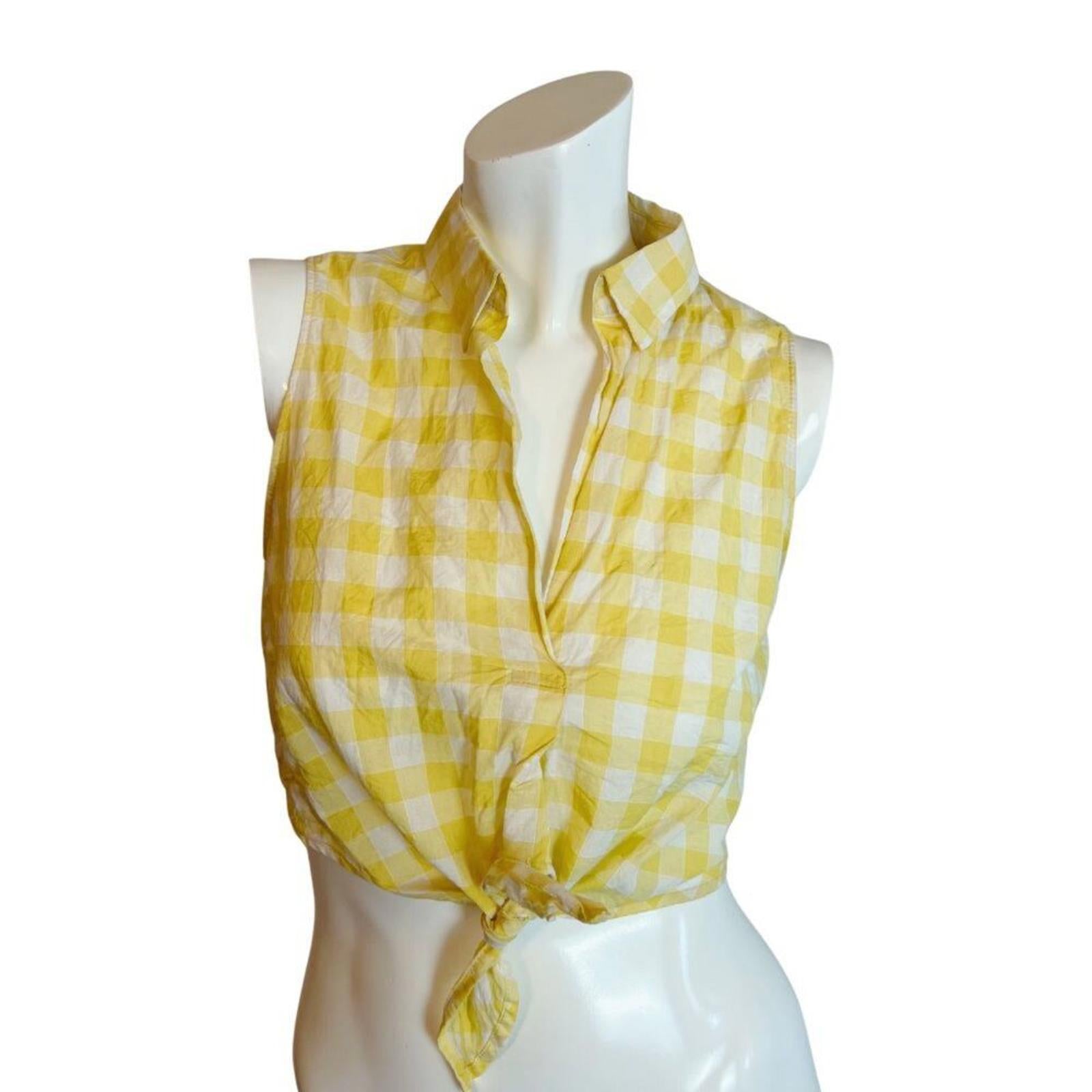 Lush Nordstrom Yellow Gingham Tank Top Tied Cropped Coquette Summer Si by Hot Girl Secondhand