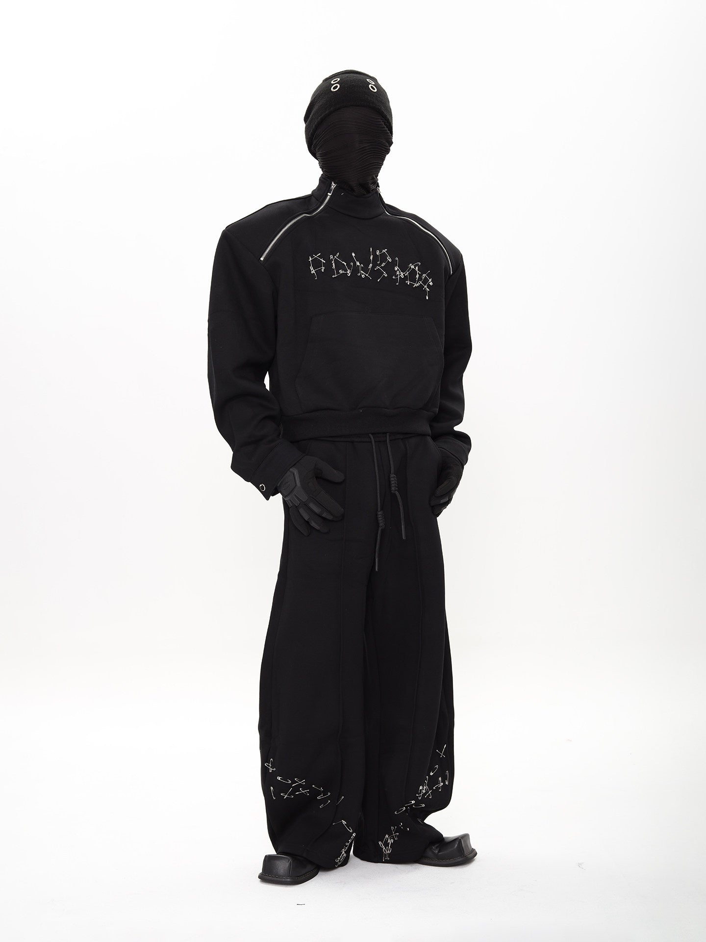 Avant-Garde Pin Detail Zip Hoodie by OFFCULTURE