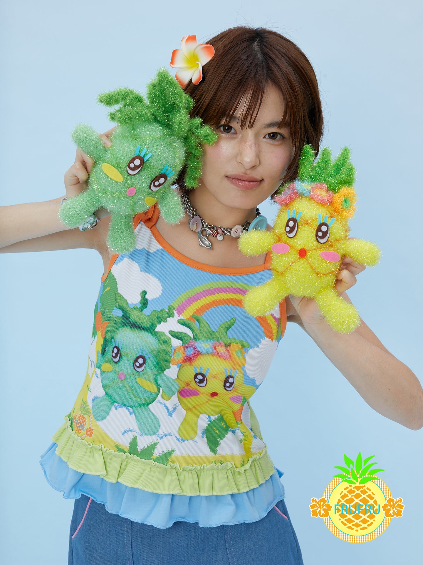 Frufru Cartoon Knit Doll Vest Top | Kawaii Sleeveless Cotton Camisole by Land Decora