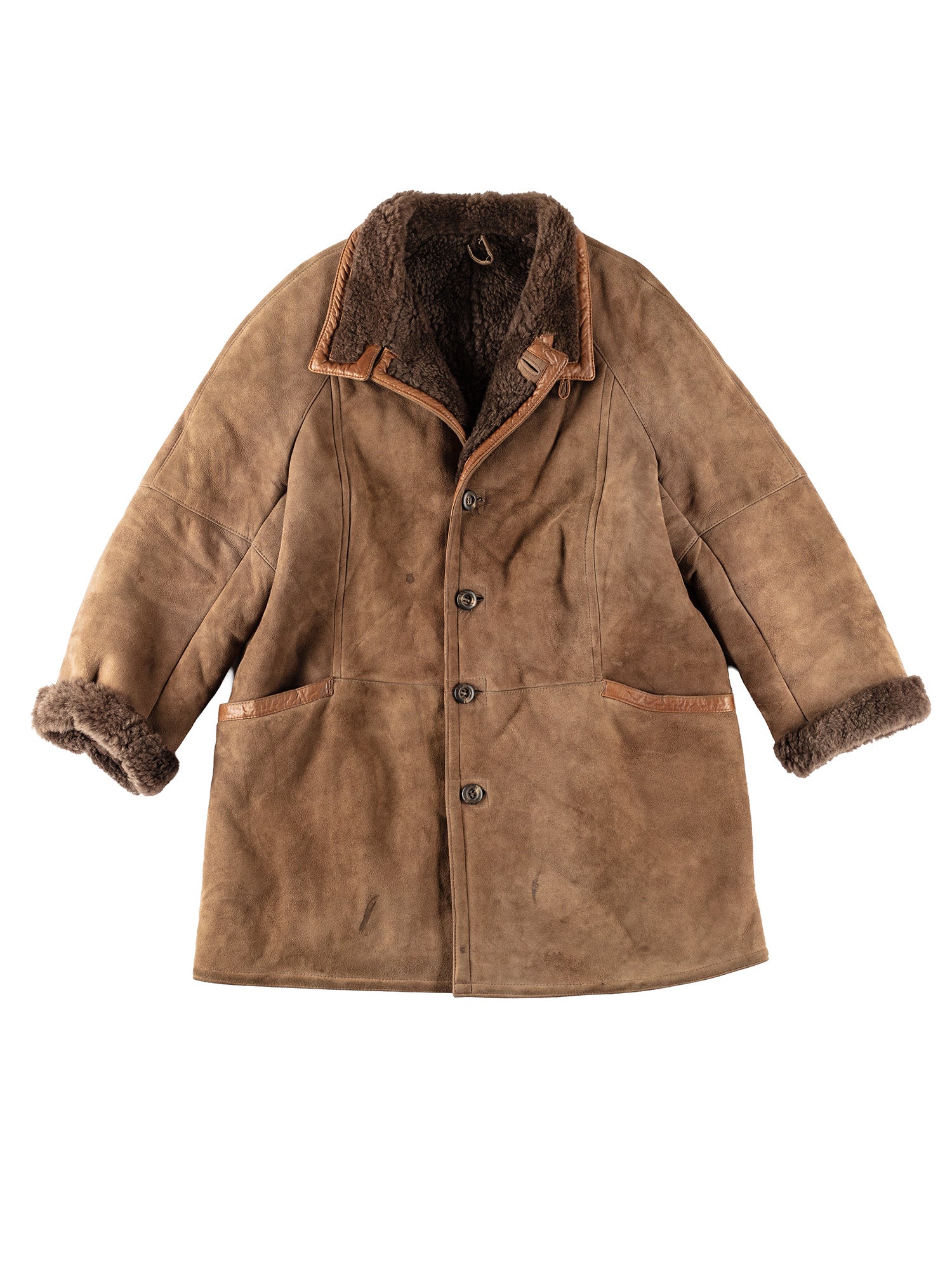 Vintage 80's Men Sheepskin Coat in Brown by Northern Grip