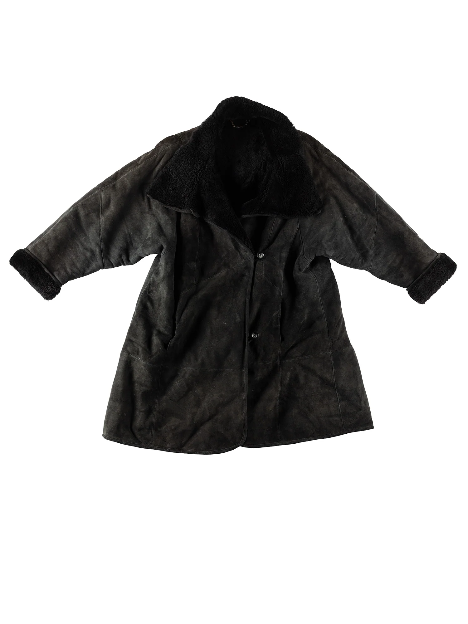 Vintage 80's Women Sheepskin Coat in Black by Northern Grip