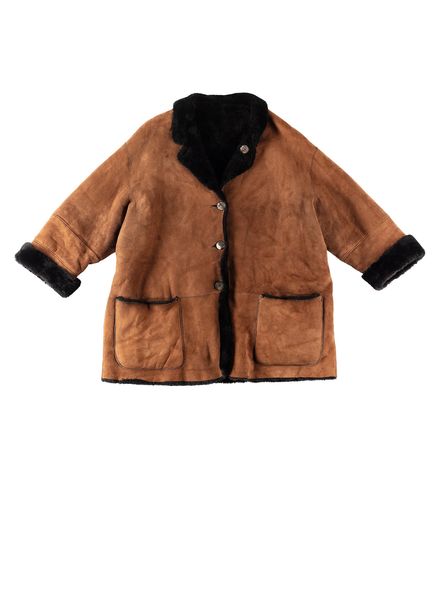 Vintage 80's Women Sheepskin Coat in Brown by Northern Grip