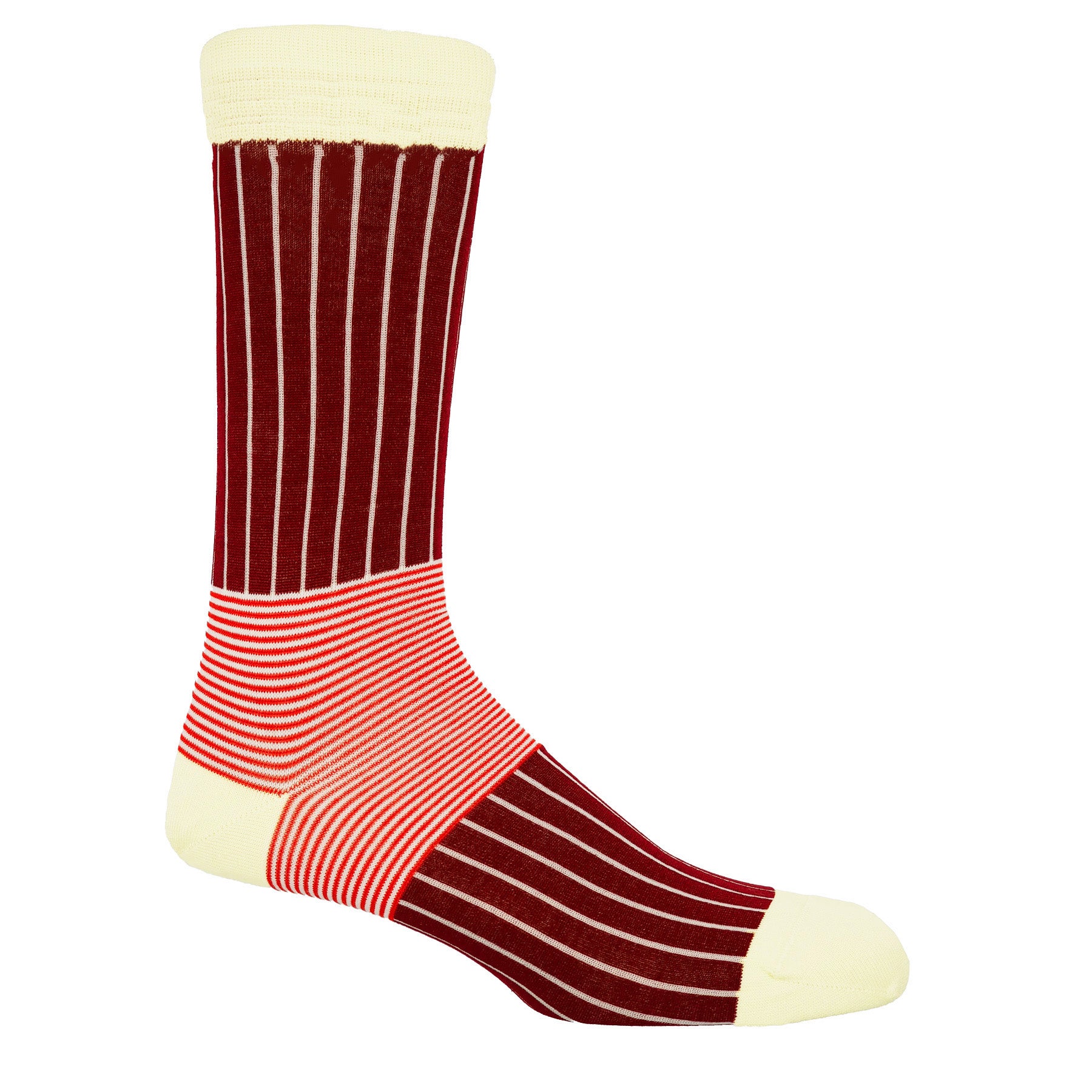 Oxford Stripe Men's Socks - Burgundy by Peper Harow