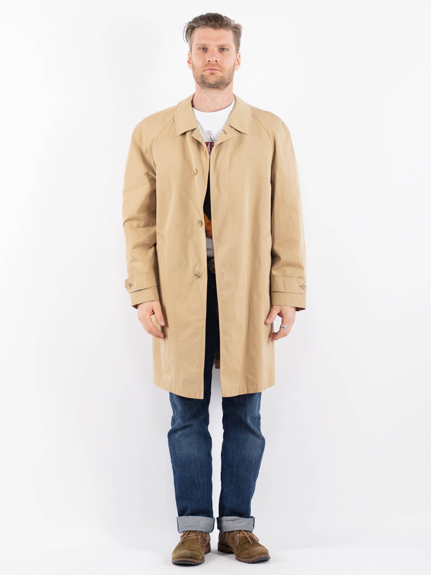 Vintage 70's Men Mac Coat in Beige by Northern Grip