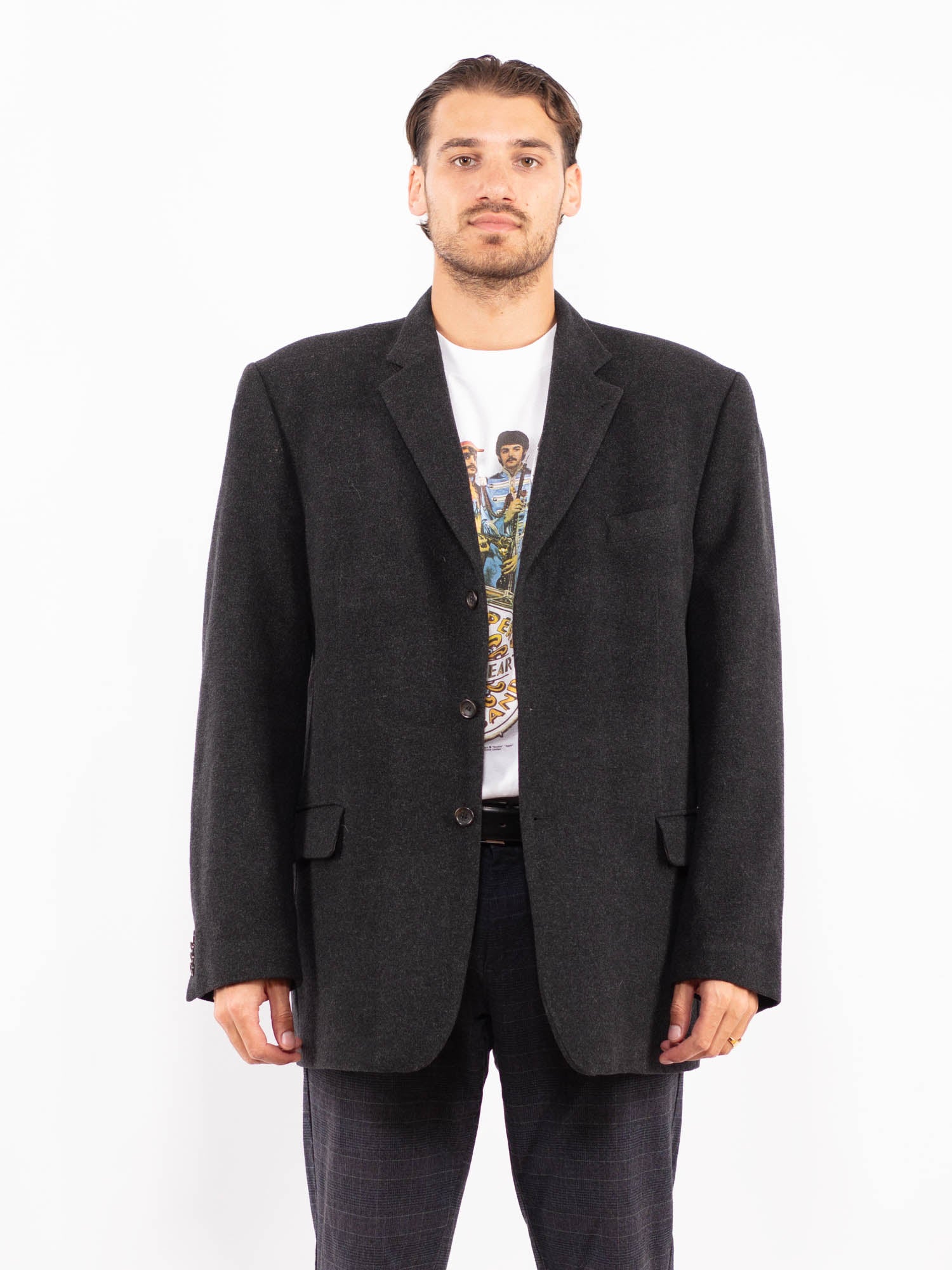 Vintage 00's Men Wool Blend Blazer Jacket in Gray by Northern Grip