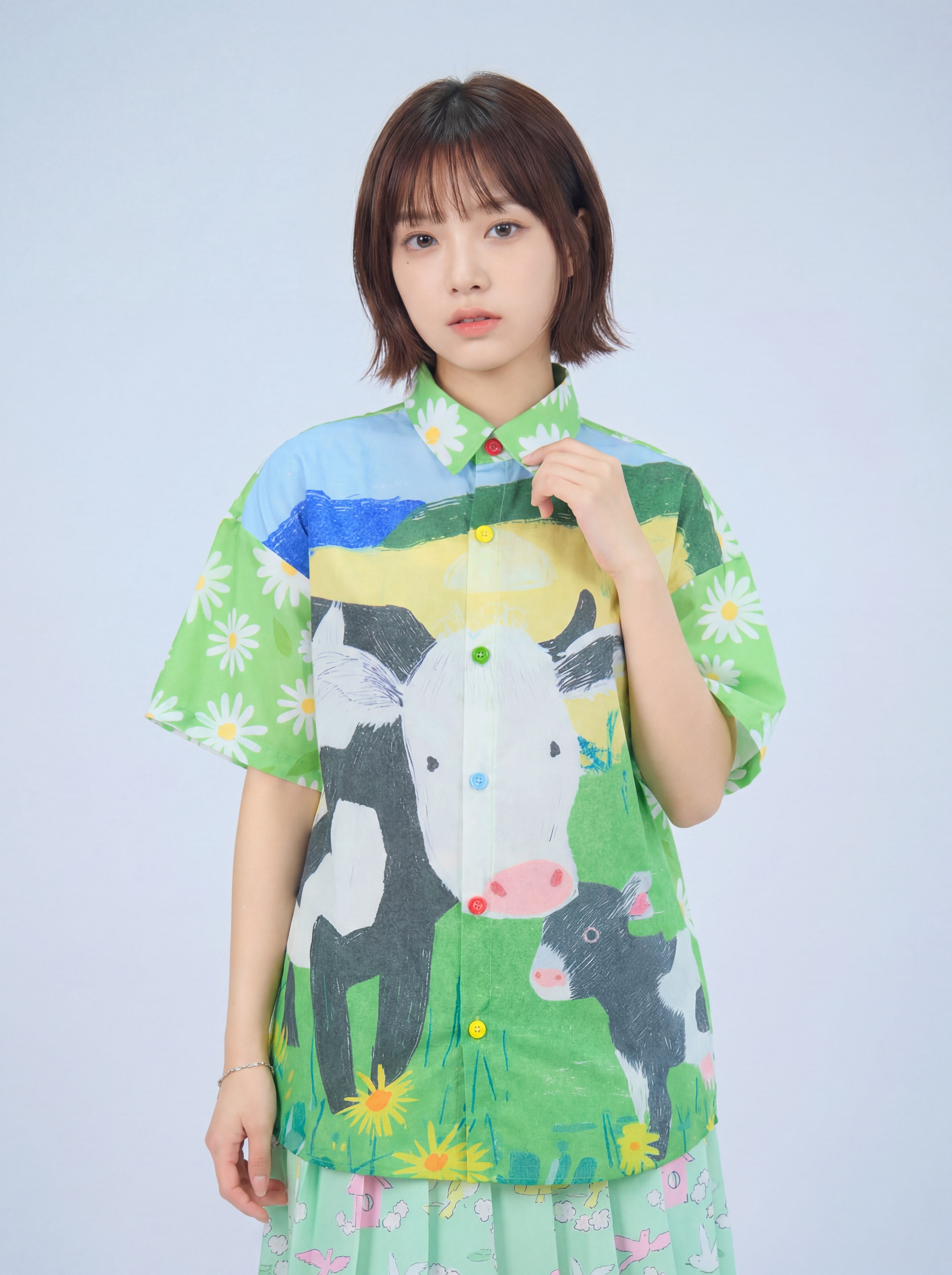Vintage Cow Print Shirt - MeowMeow Bug by Land Decora