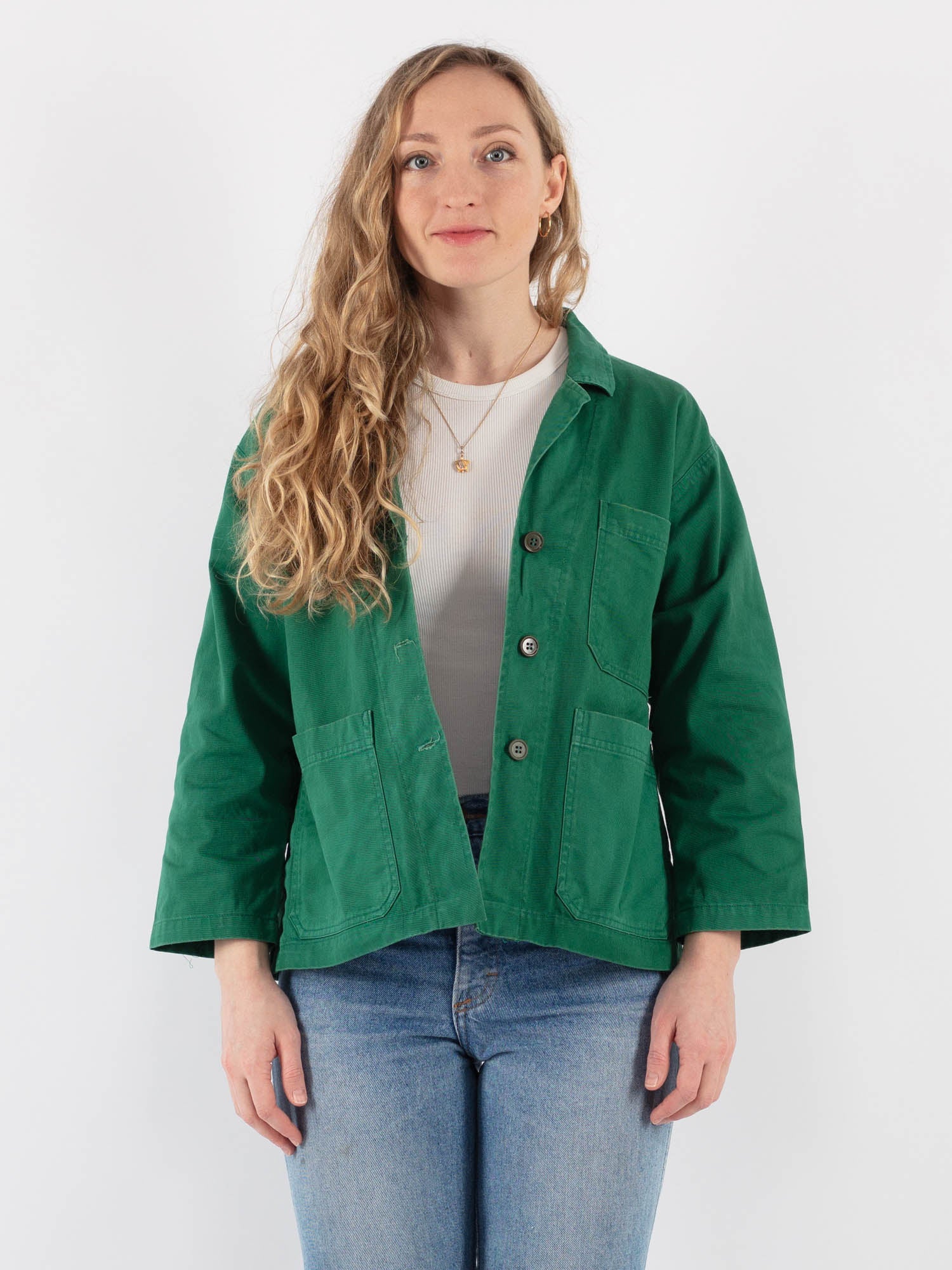 Vintage 90's Women Cropped Work Jacket in Green by Northern Grip