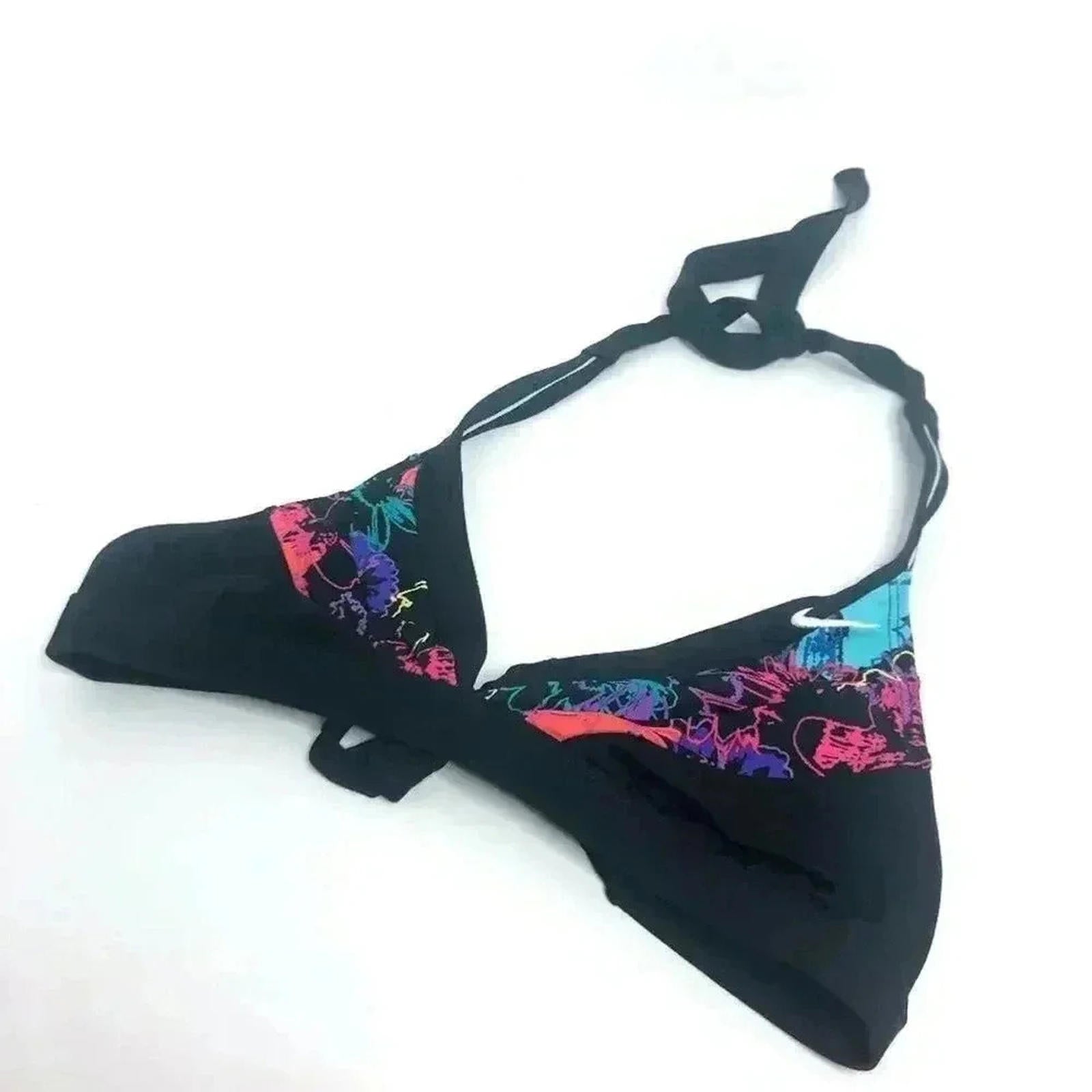 Nike Black Triangle Bikini Top Floral Detail by Hot Girl Secondhand