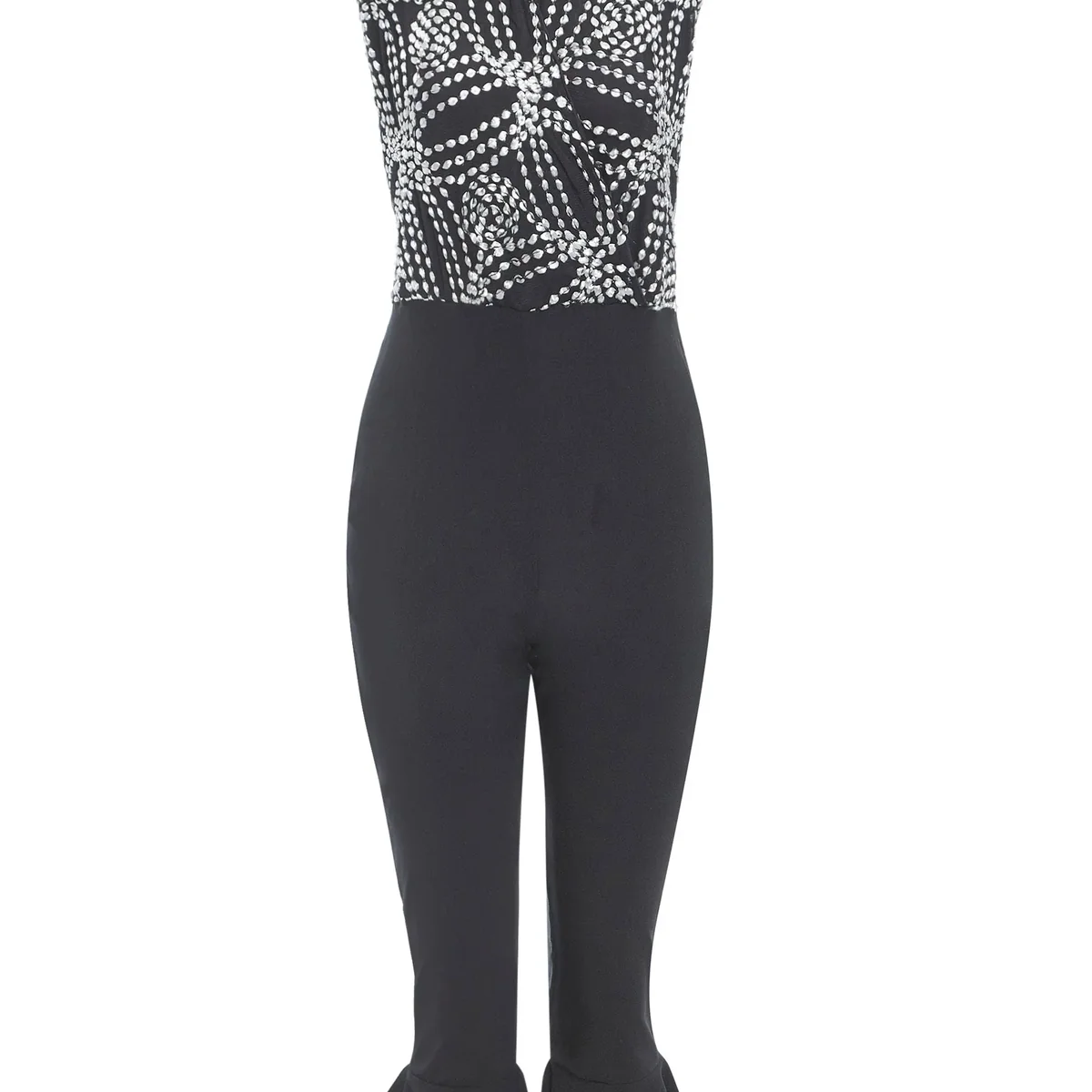 backless jumpsuit – embroidered halter & flared trousers By Sarvin by Sarvin