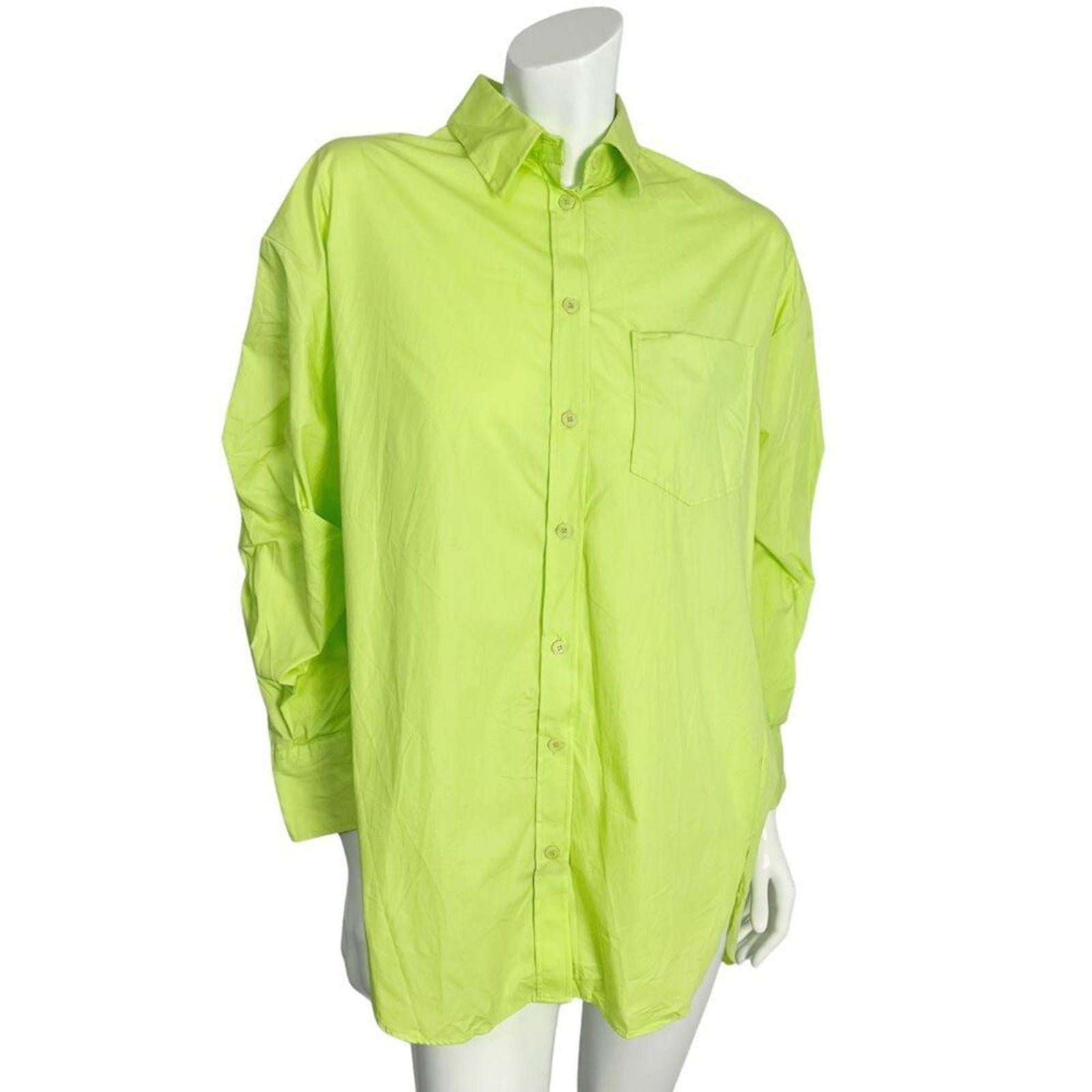 Zara Neon Green Long Sleeve Button Up Shirt Women's Size S by Hot Girl Secondhand