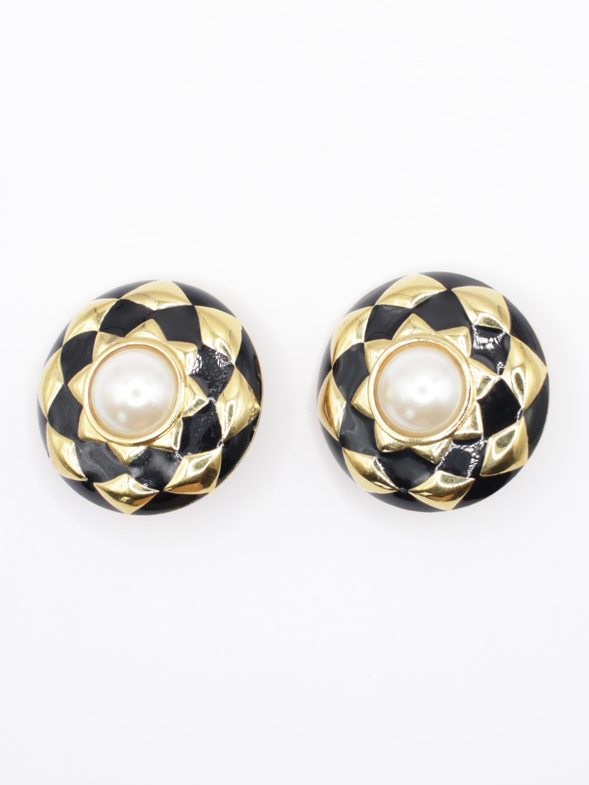 Vintage 80's Dante Gold Plated Faux Pearl Clip-on Earrings by Northern Grip