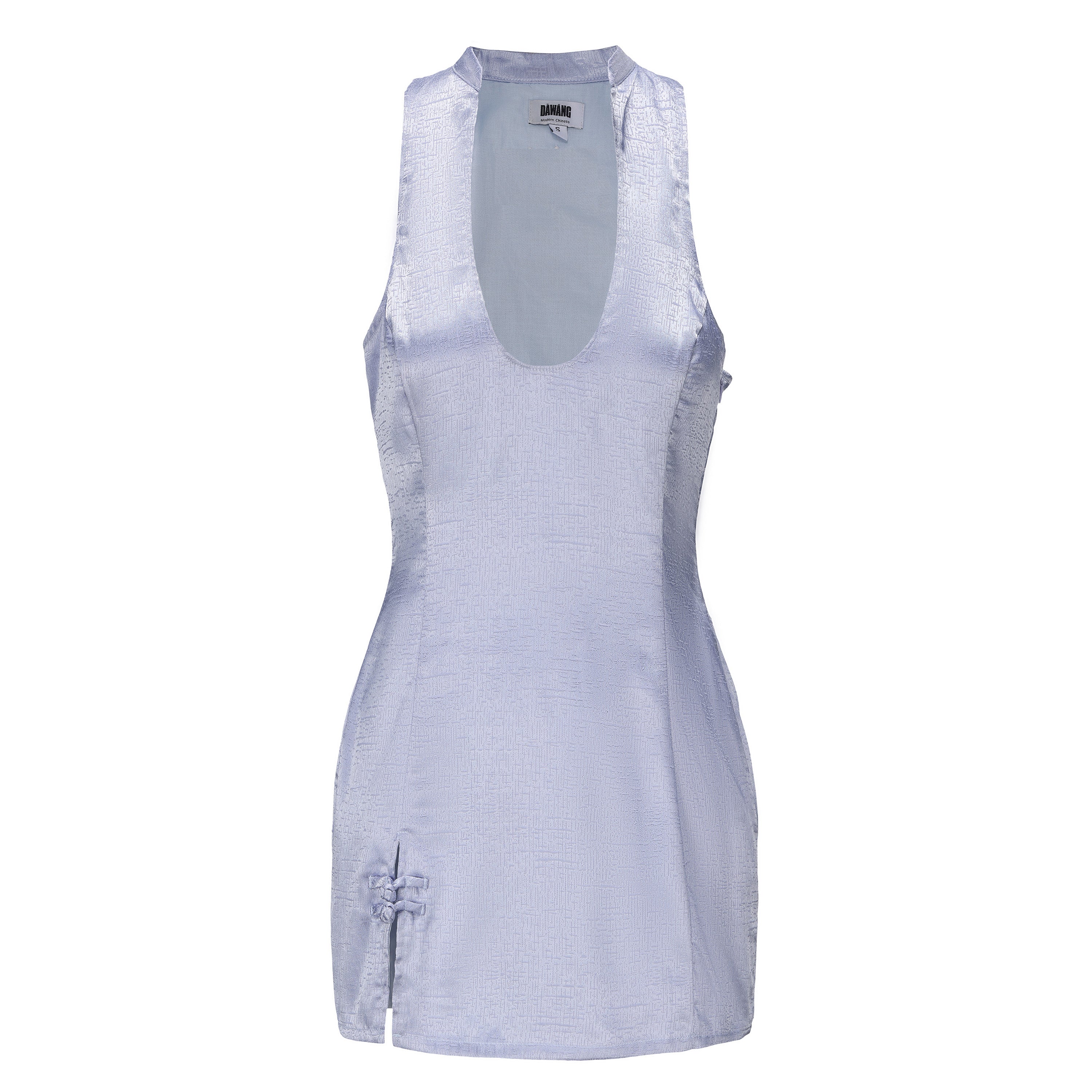 Hua Sleeveless Brocade Mini Dress Periwinkle by DAWANG