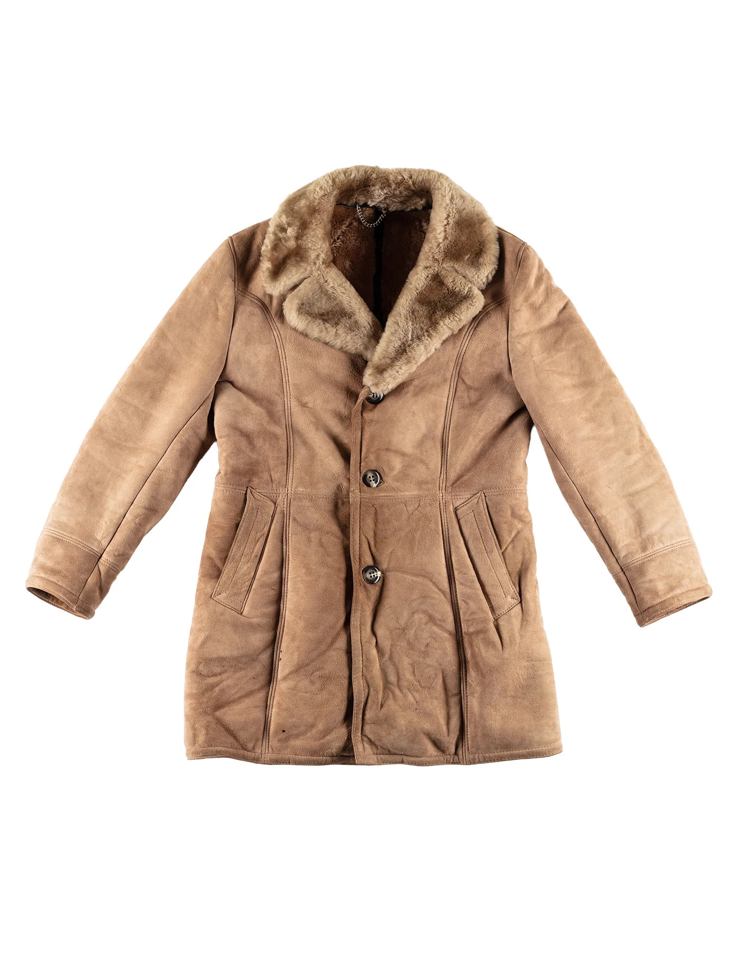 Vintage 70's Men Sheepskin Coat in Beige by Northern Grip