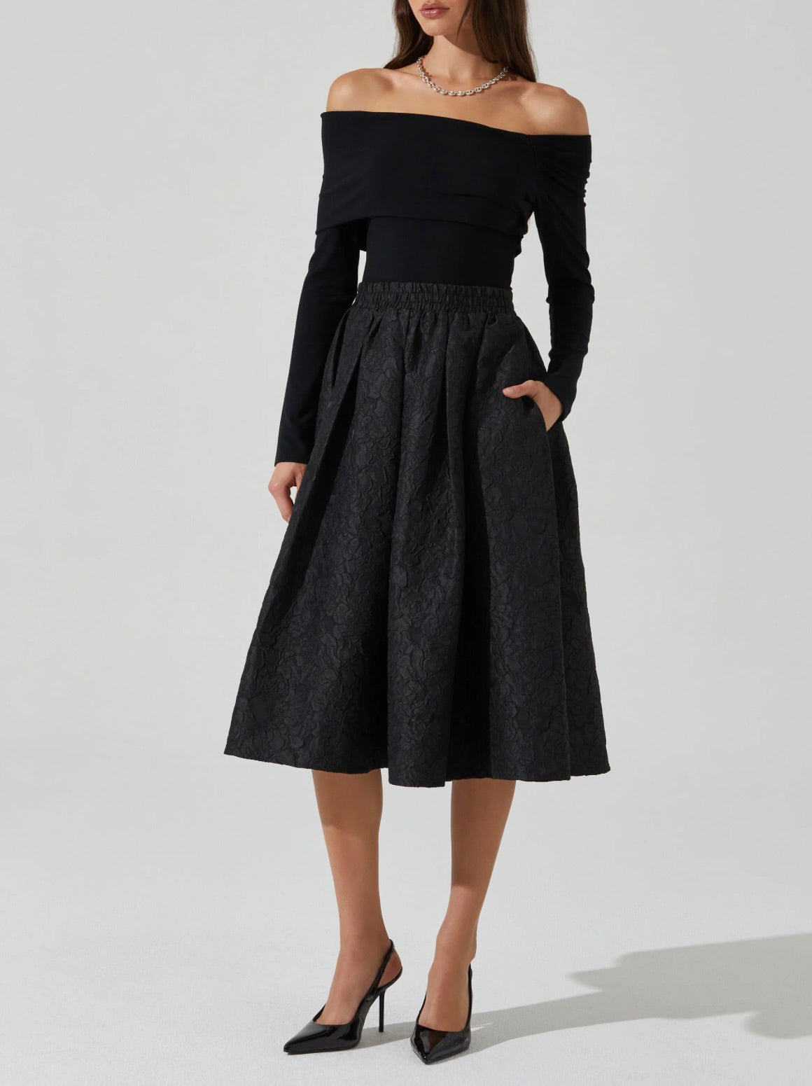 Andolina Jacquard Midi Skirt by Sierra Deene