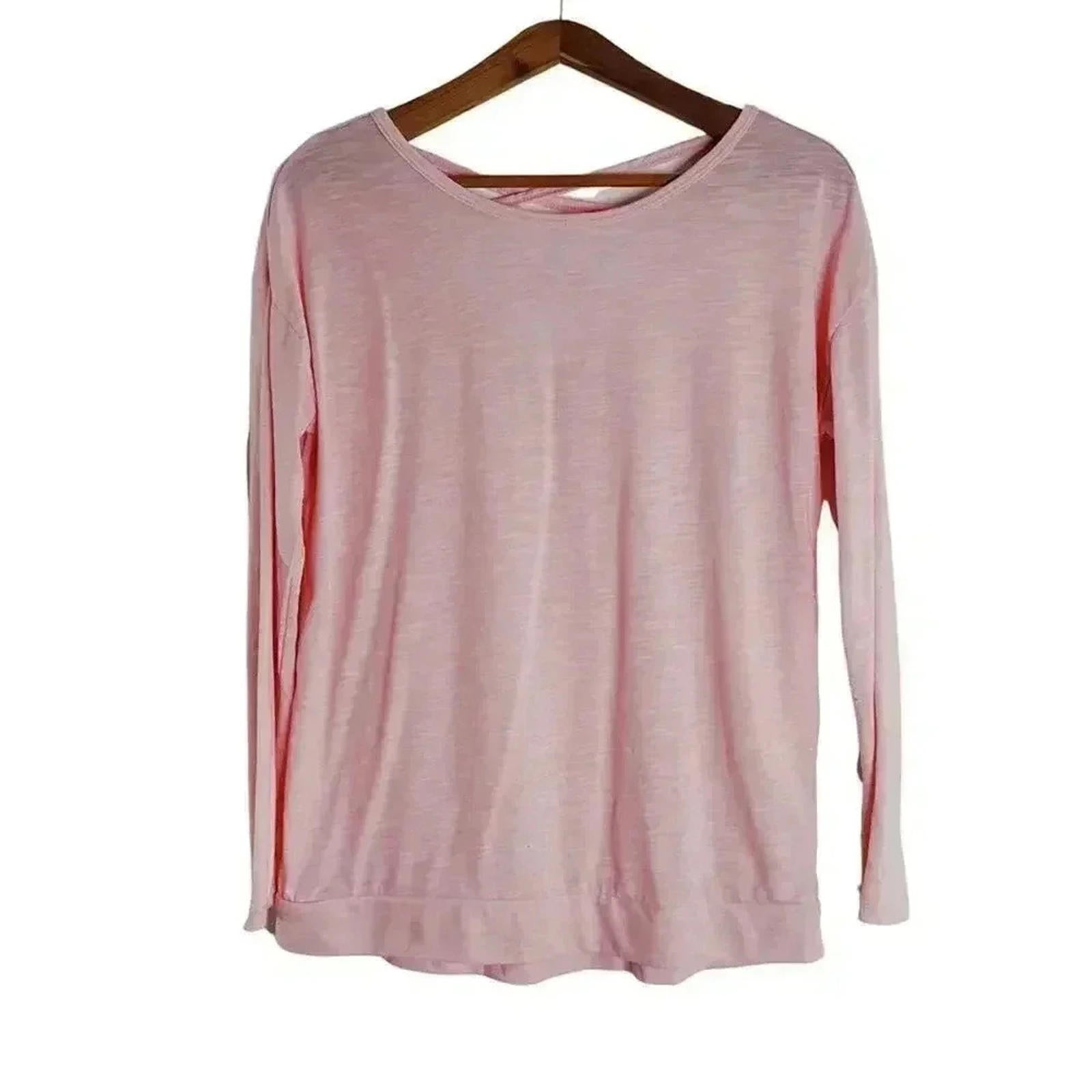Gaiam Light Pink Lace Up Back Heathered Long Sleeved Shirt Yoga Size S by Hot Girl Secondhand