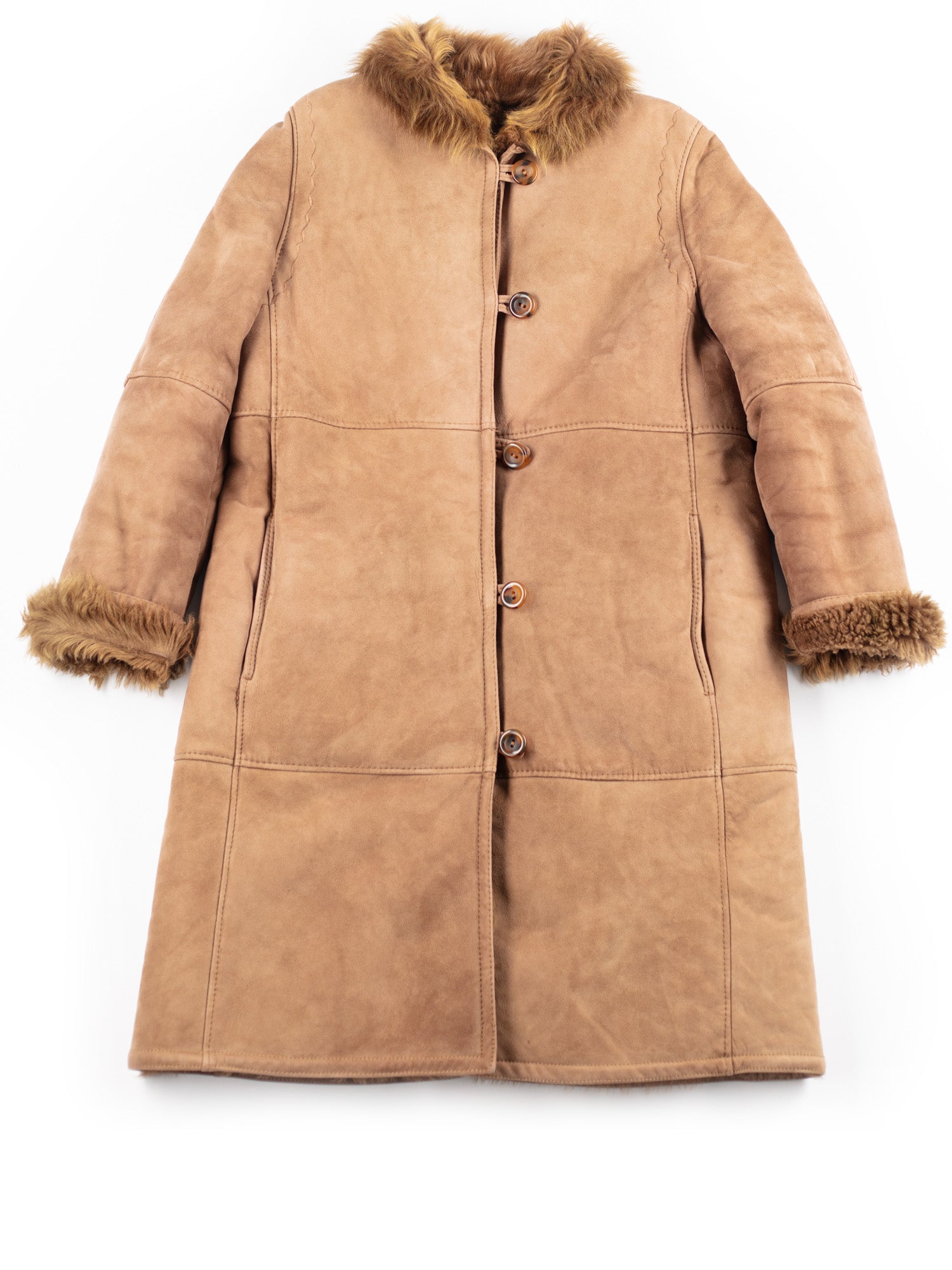 Vintage 70's Women Sheepskin Penny Lane Coat in Brown by Northern Grip