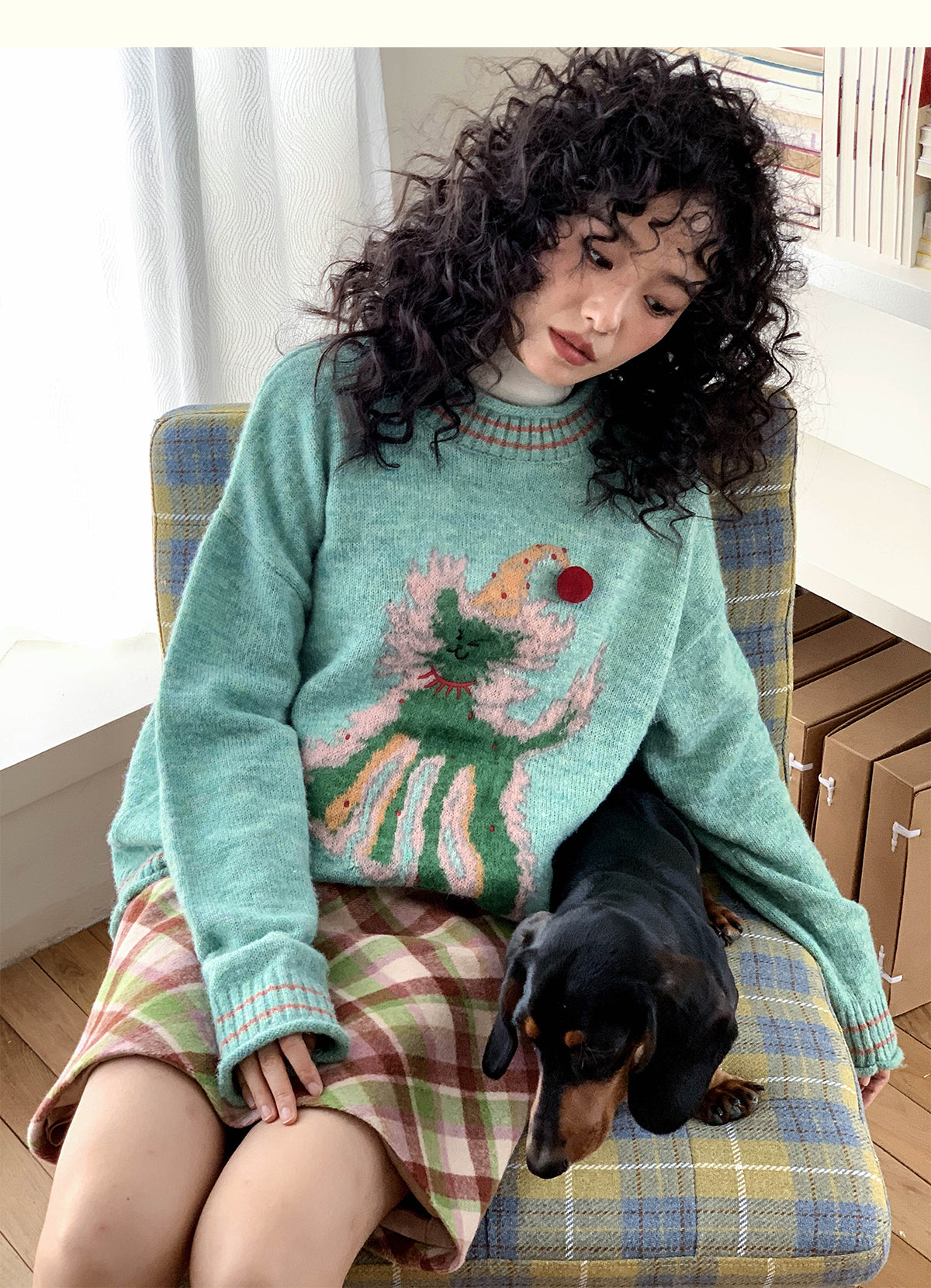 Girly Wool Mohair Knit Sweater Retro Dramatic - Chemical Girl by Land Decora