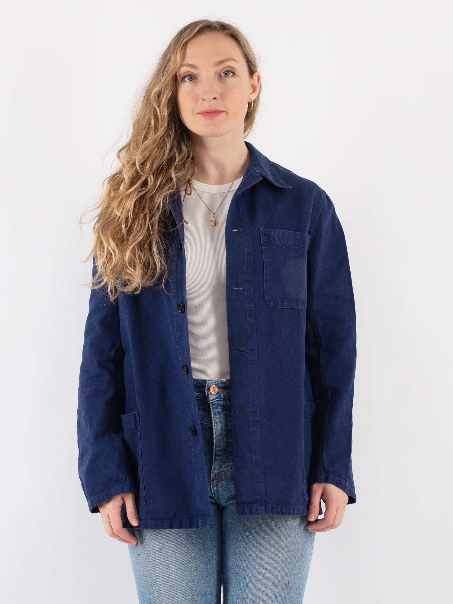 Vintage 70's Women Bleu-de-travail Work Jacket in Blue by Northern Grip