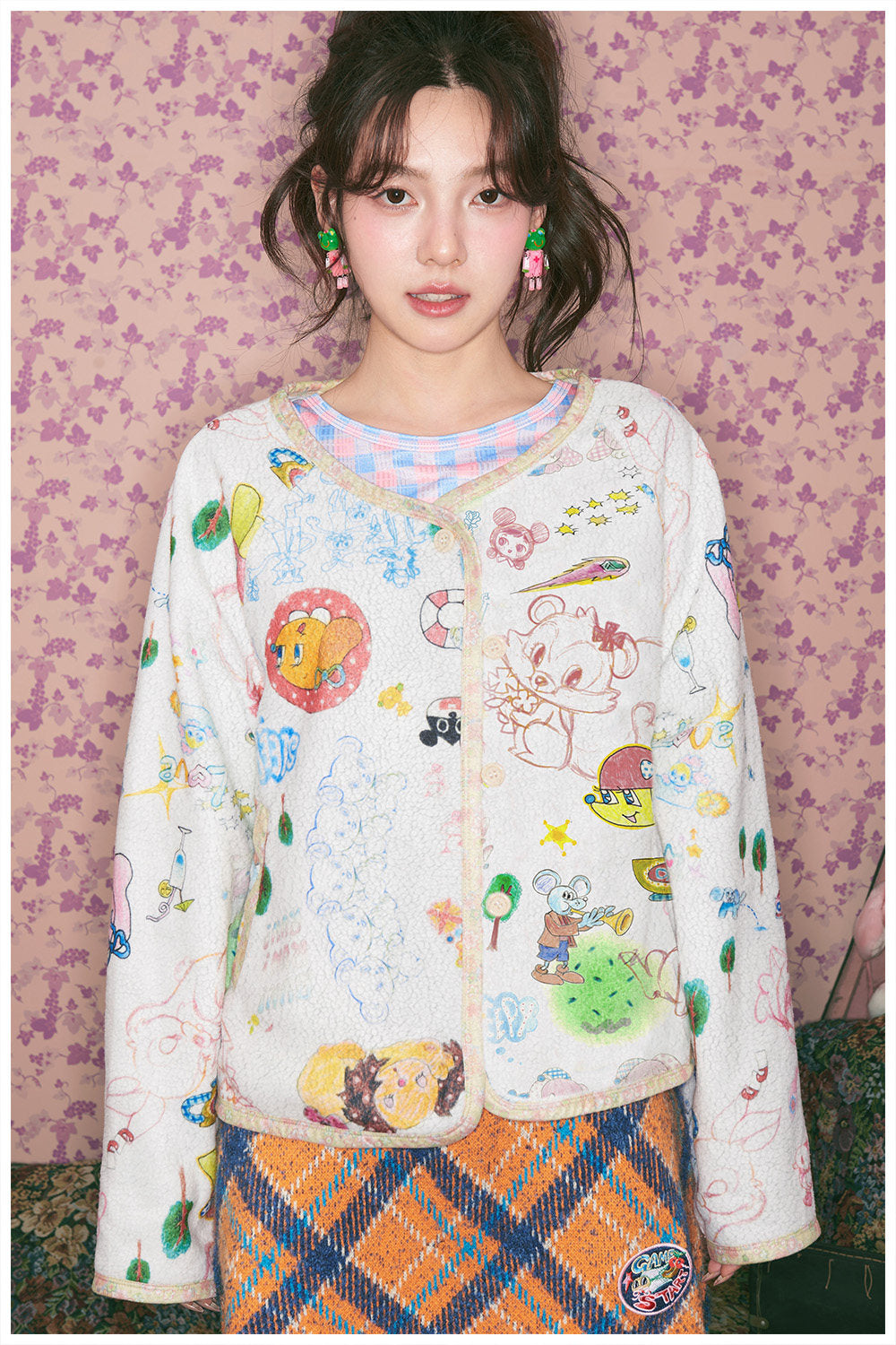Kidcore Graffiti Fleece Cardigan | tntntutu by Land Decora