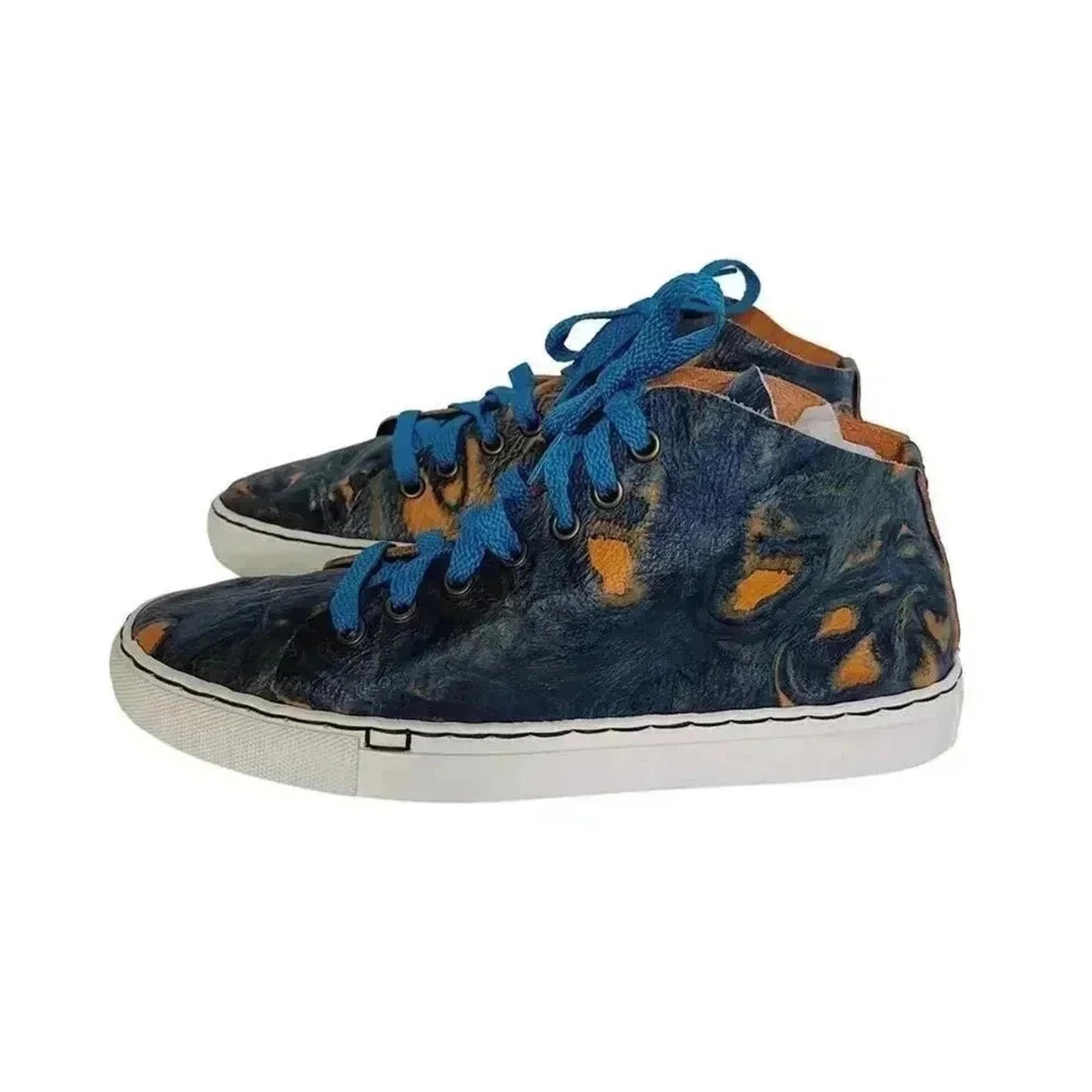 NWOT Moo Young Leather Blue Dip Dyed Sneakers by Hot Girl Secondhand