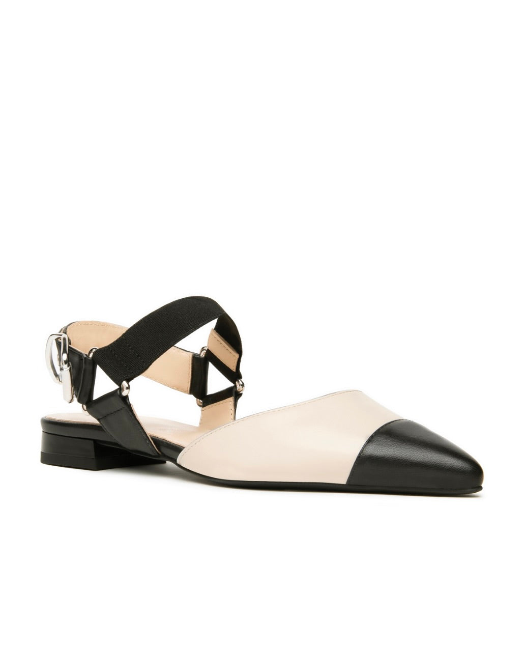 NeroGiardini Pointed-Toe Flats in Black Beige by Sierra Deene