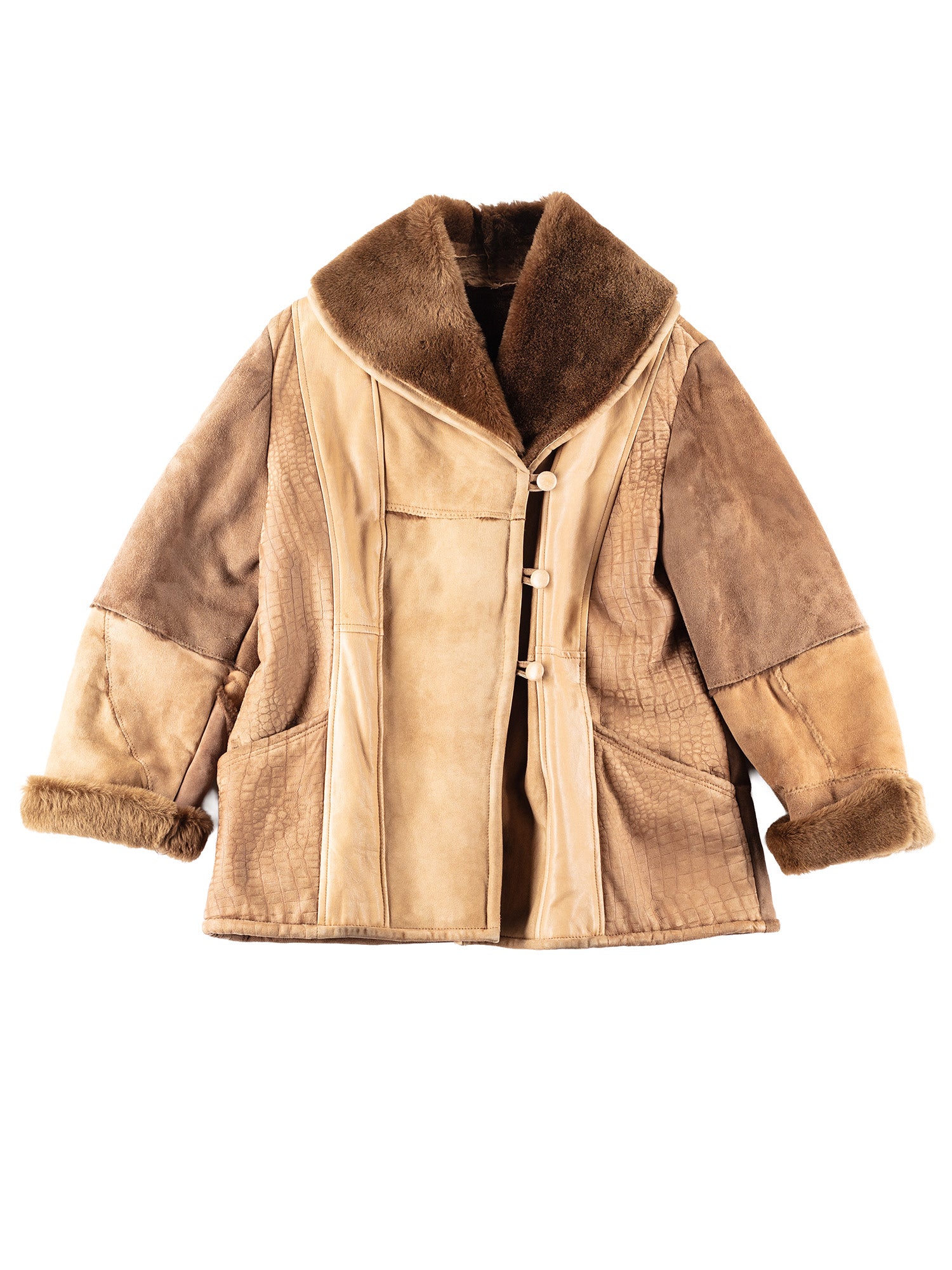 Vintage 80's Women Sheepskin Coat in Brown by Northern Grip