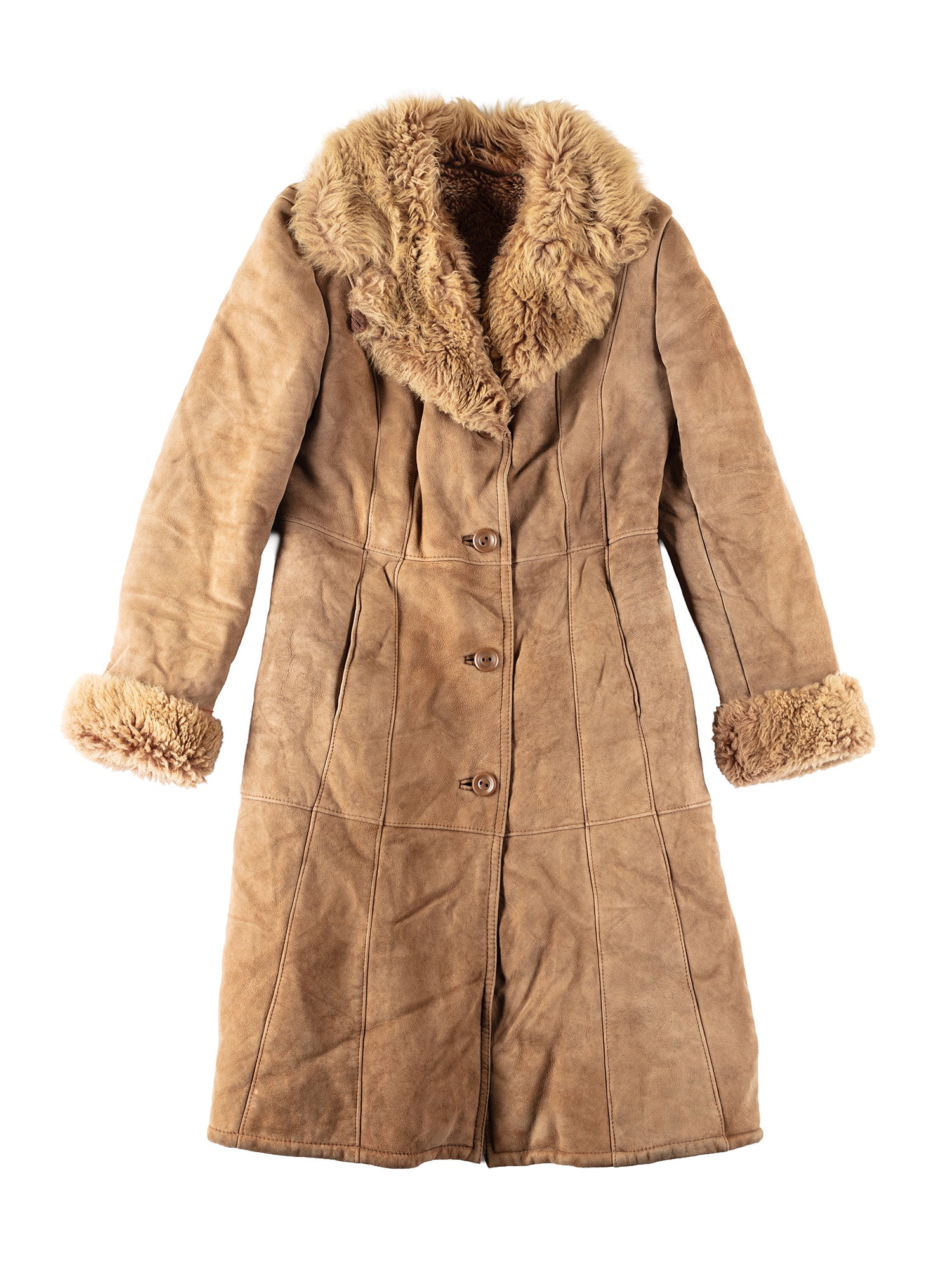 Vintage 70's Women Sheepskin Penny Lane Coat in Beige by Northern Grip