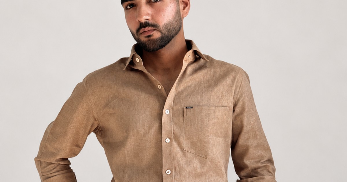 Men’s Premium Pure Linen Relaxed Fit Shirt – French Beige | Attirity by Attirity