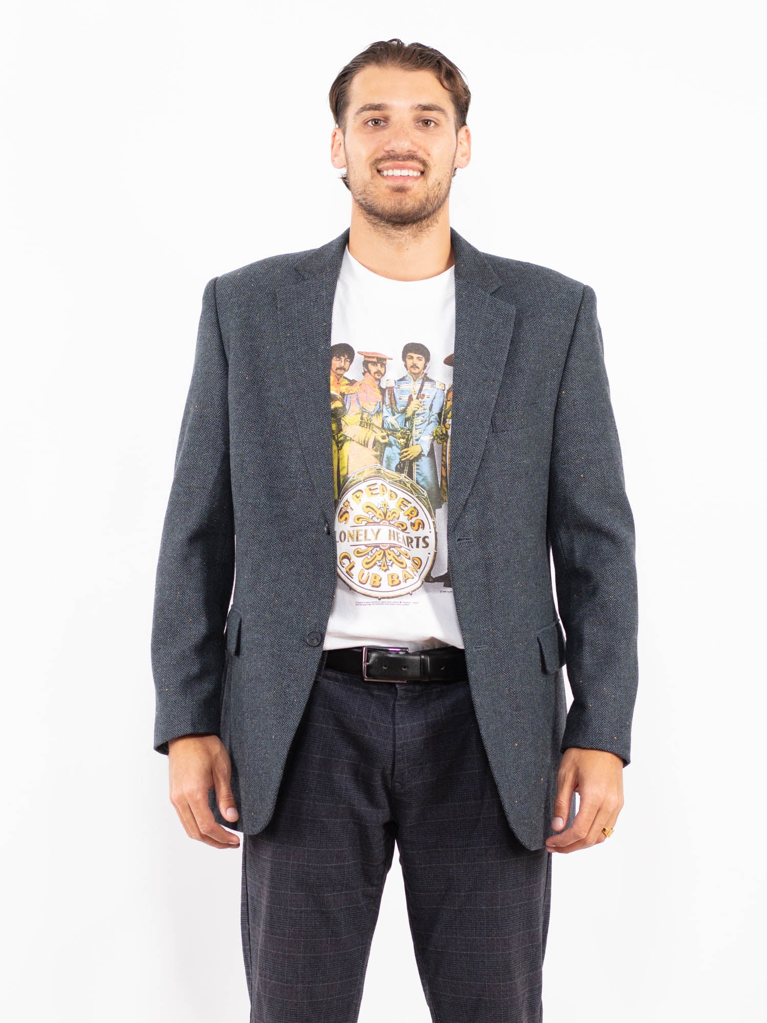 Vintage 90's Men Wool Blend Blazer Jacket in Blue by Northern Grip