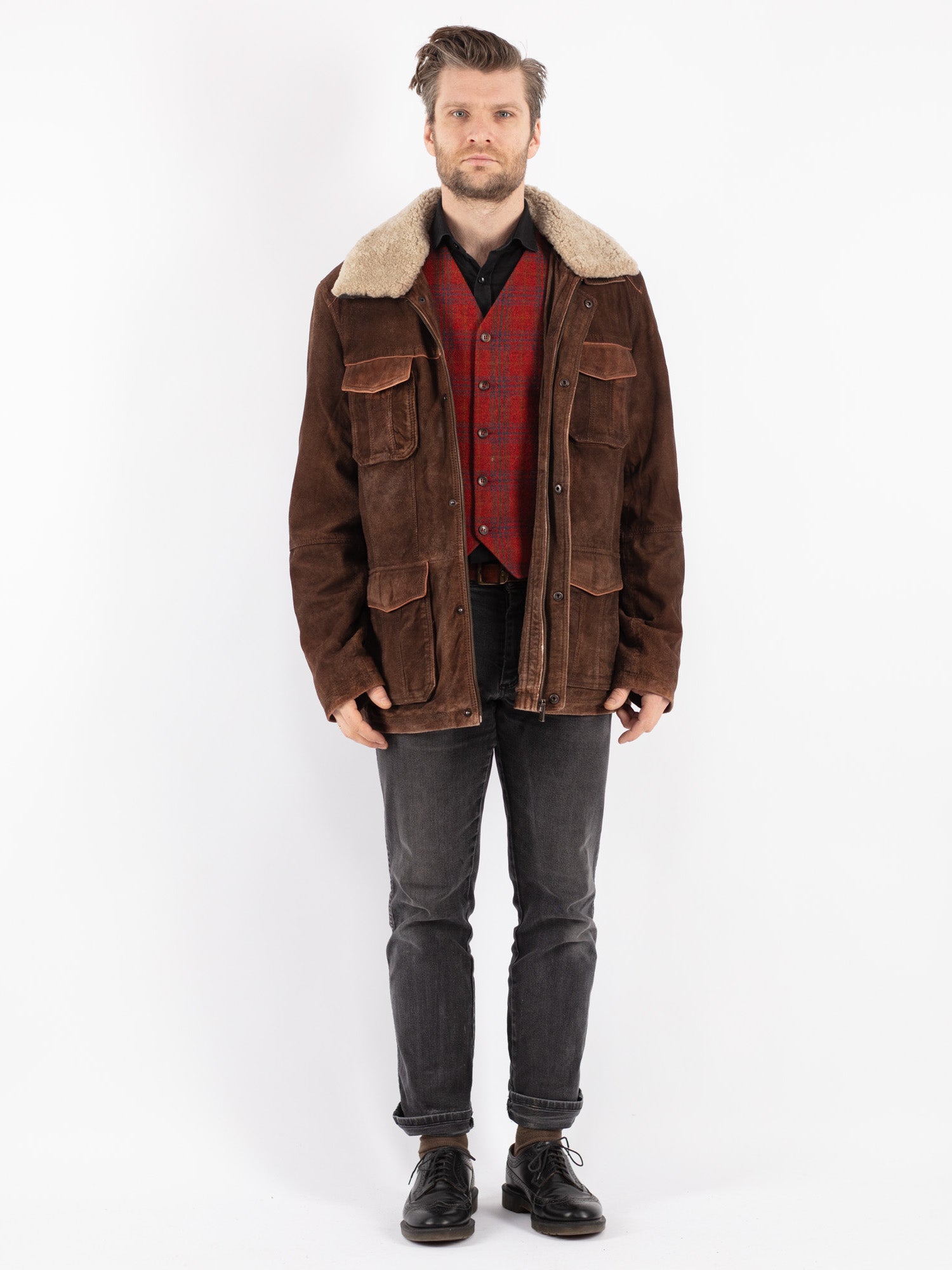 Vintage 90's Men Suede Coat in Brown by Northern Grip