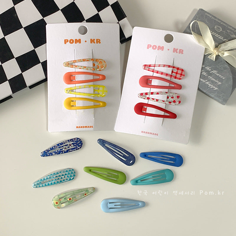 Candy Plaid Floral Resin Waterdrop BB Clips – Cute Kawaii Decora Hair by Land Decora