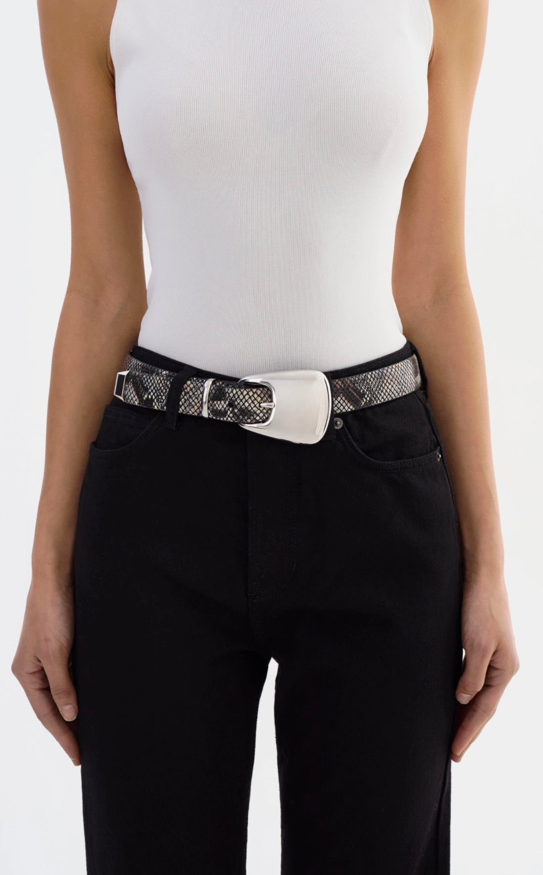 LAMARQUE Cairo Leather Belt in Python by Sierra Deene