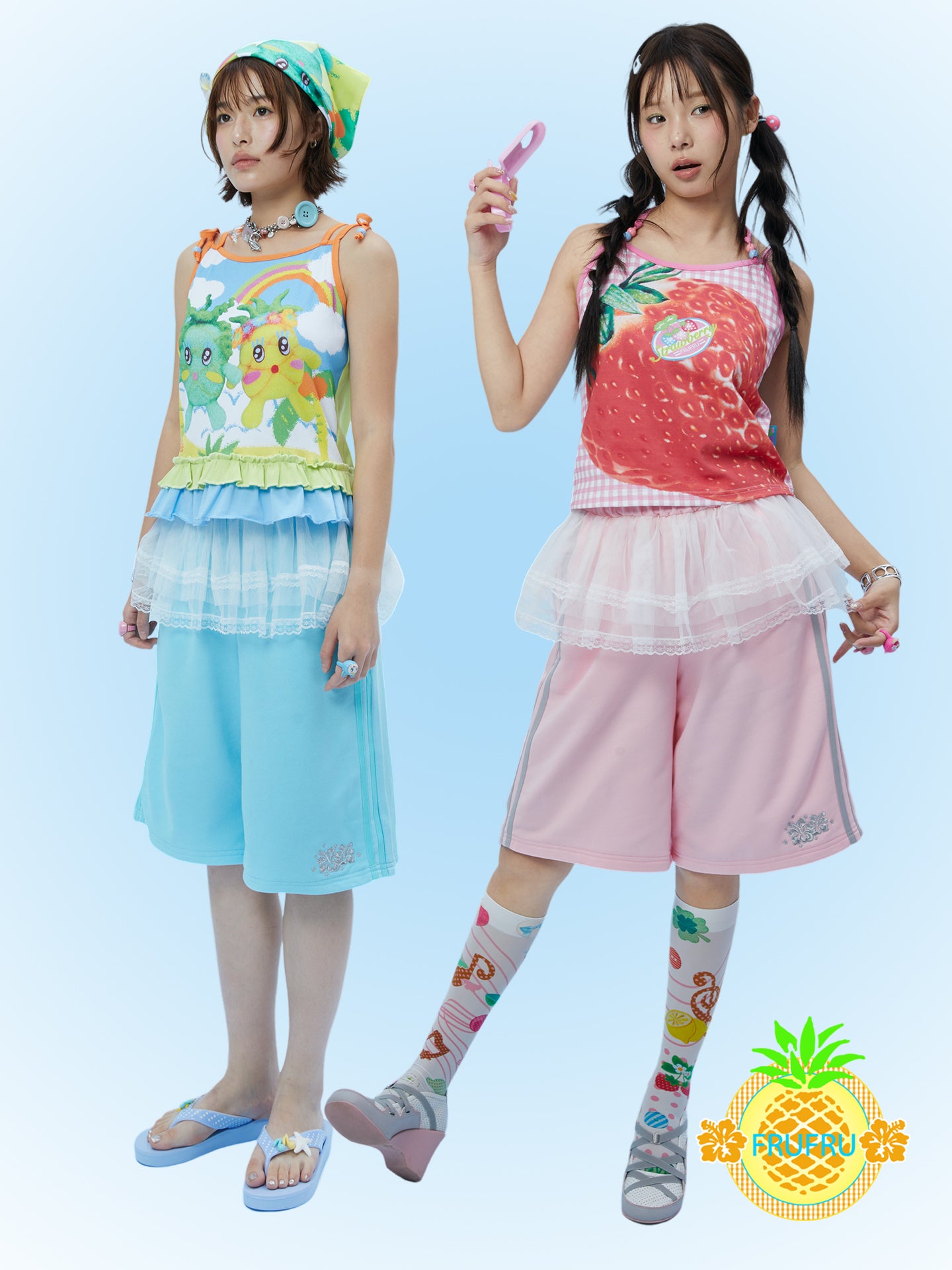Frufru Lace-Trimmed Cotton Sports Shorts | Cute Girly Loungewear by Land Decora