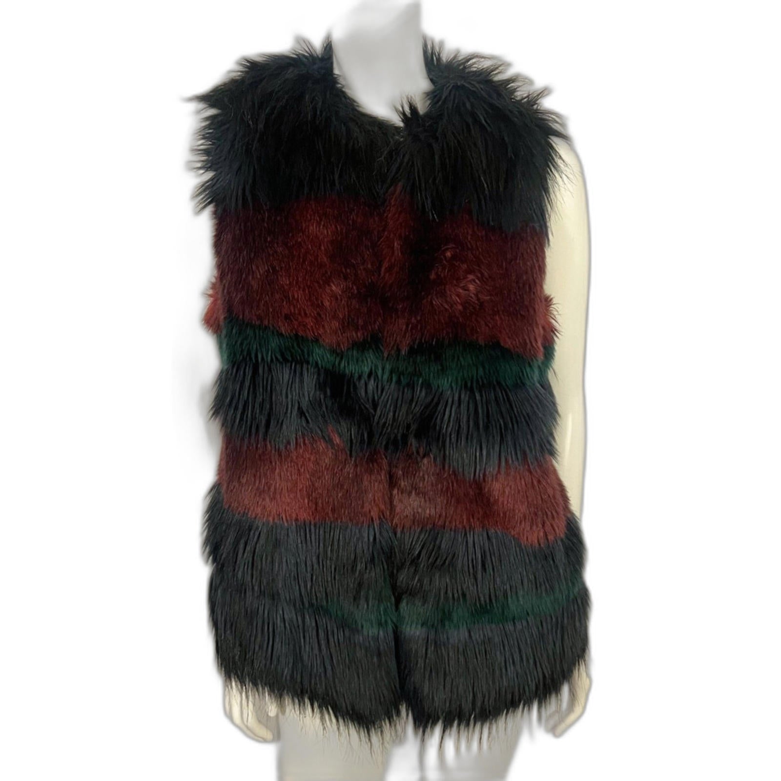 Gianni Bini Multicolored Jewel Tone Faux Fur Vest Mob Wife Indie Sleaz by Hot Girl Secondhand