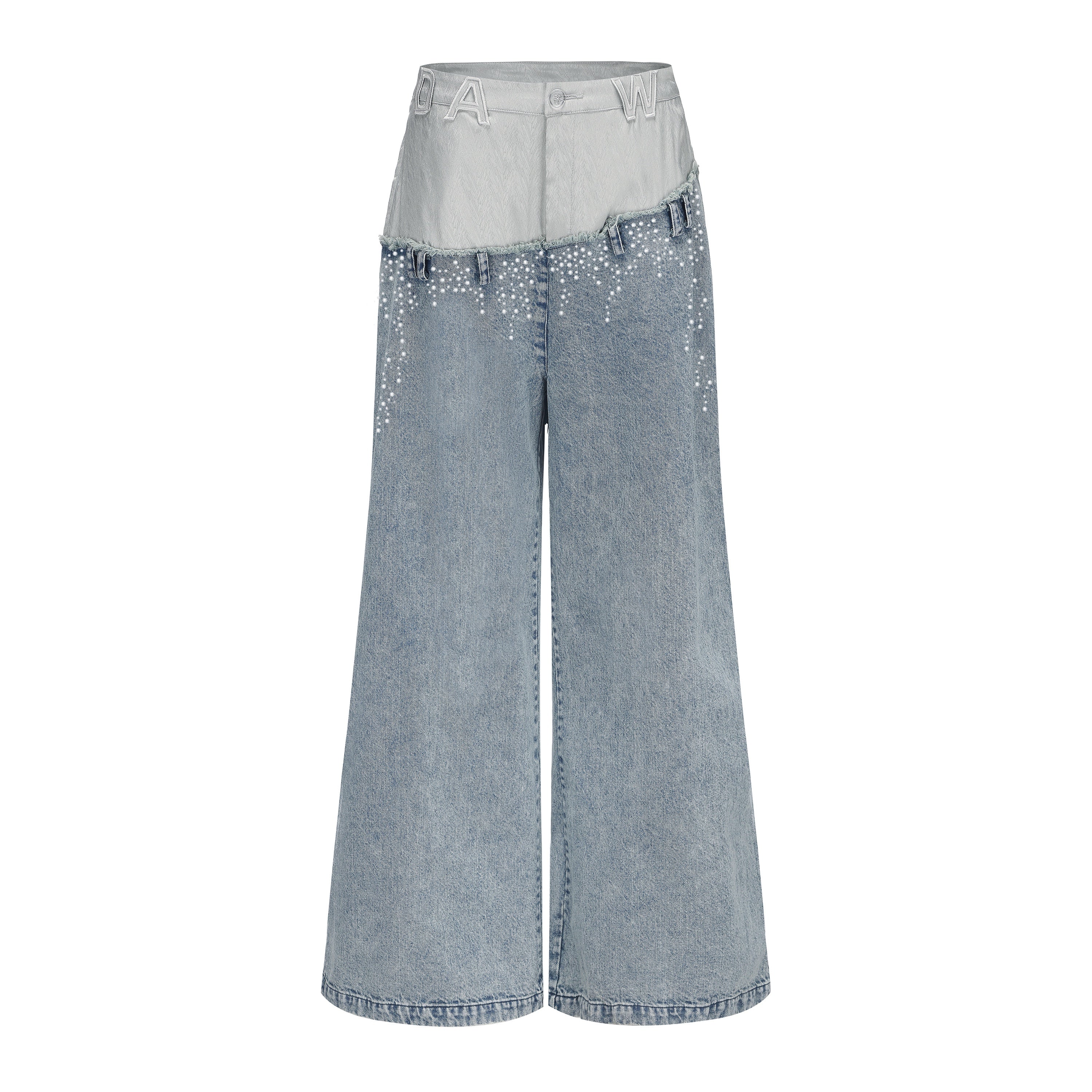 Jun WideLeg Denim/Brocade Patch Jeans x Void Collective by DAWANG
