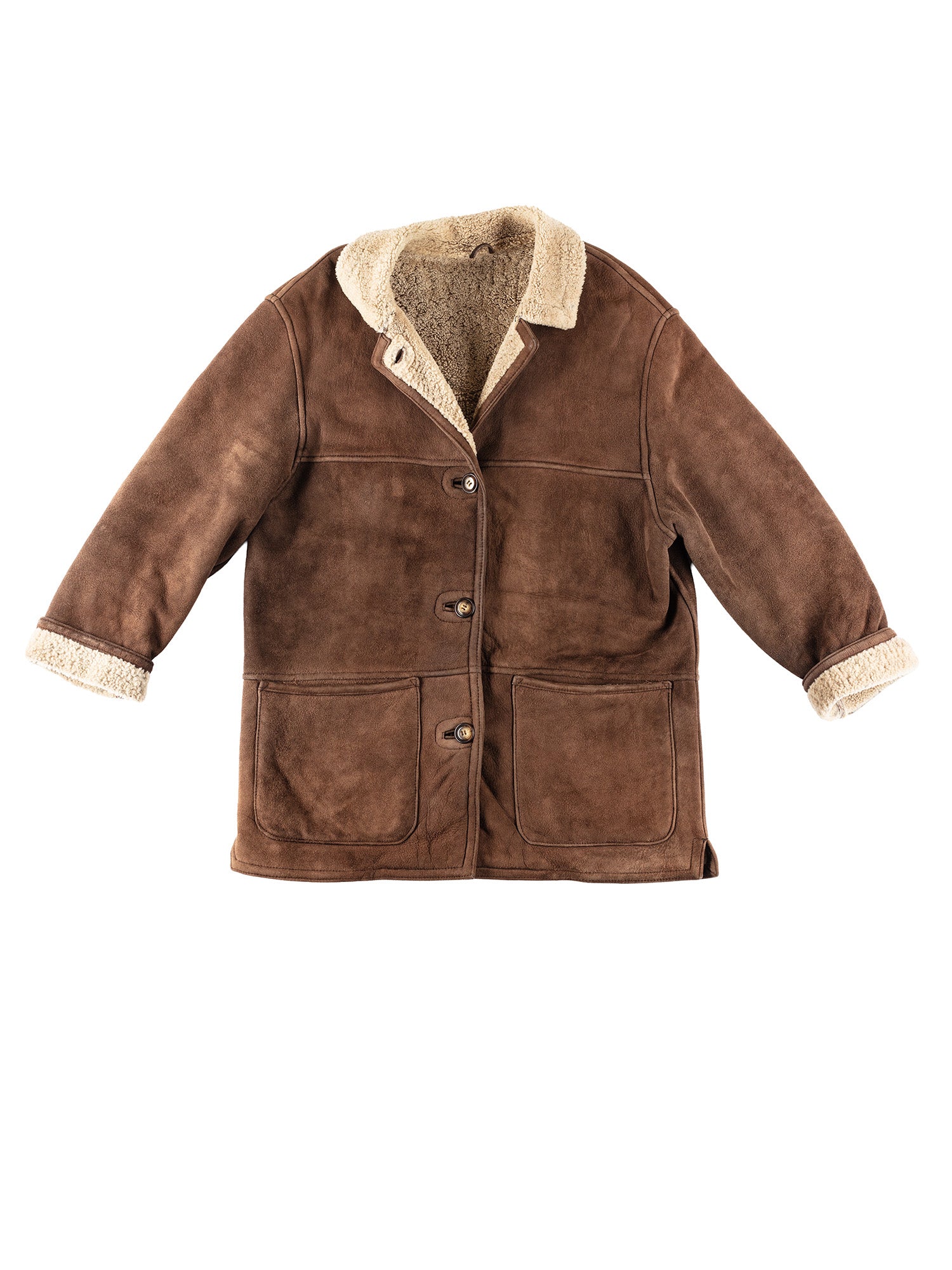 Vintage 90's Women Sheepskin Coat in Brown by Northern Grip