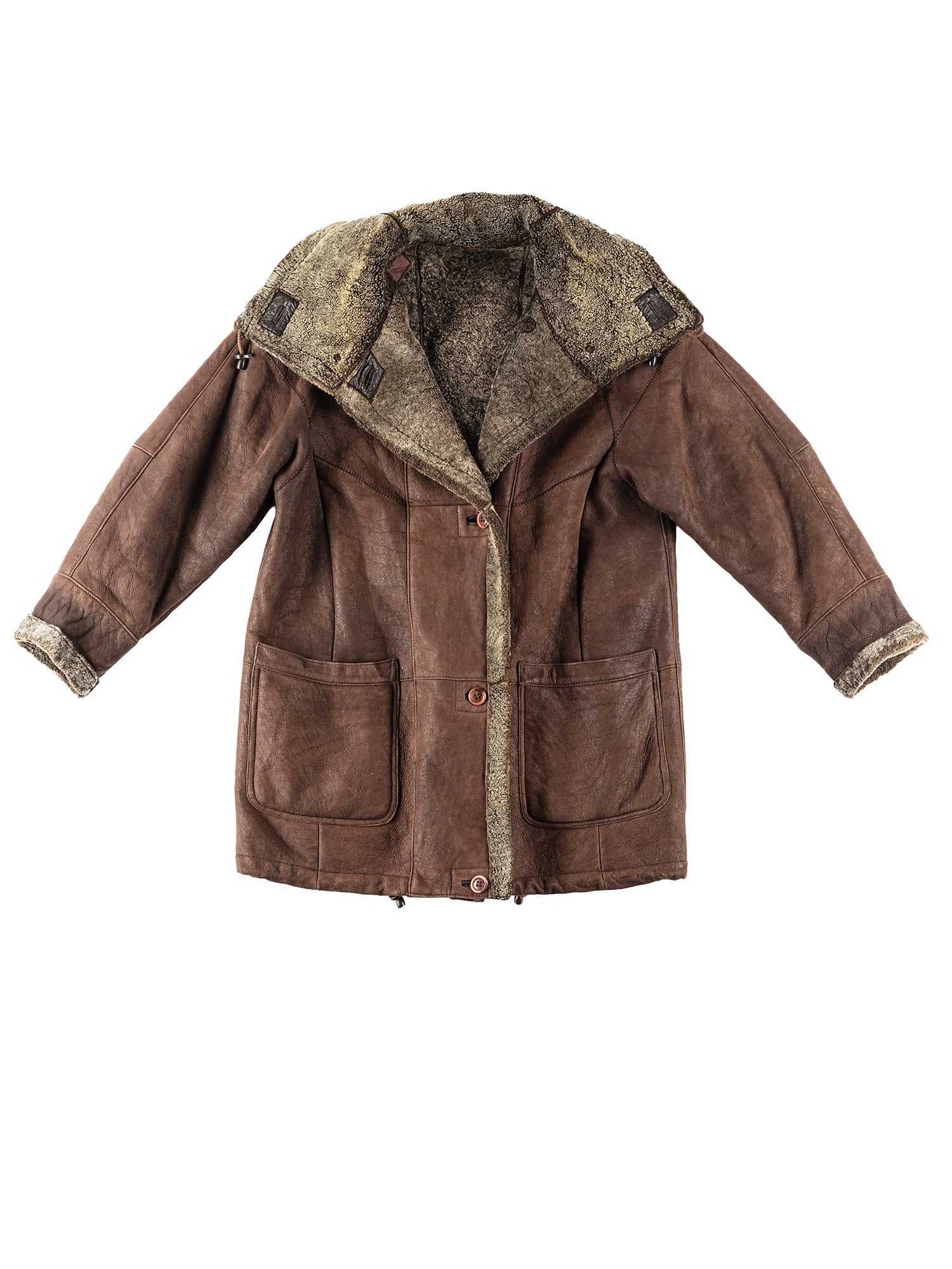 Vintage 80's Women Sheepskin Coat in Brown by Northern Grip