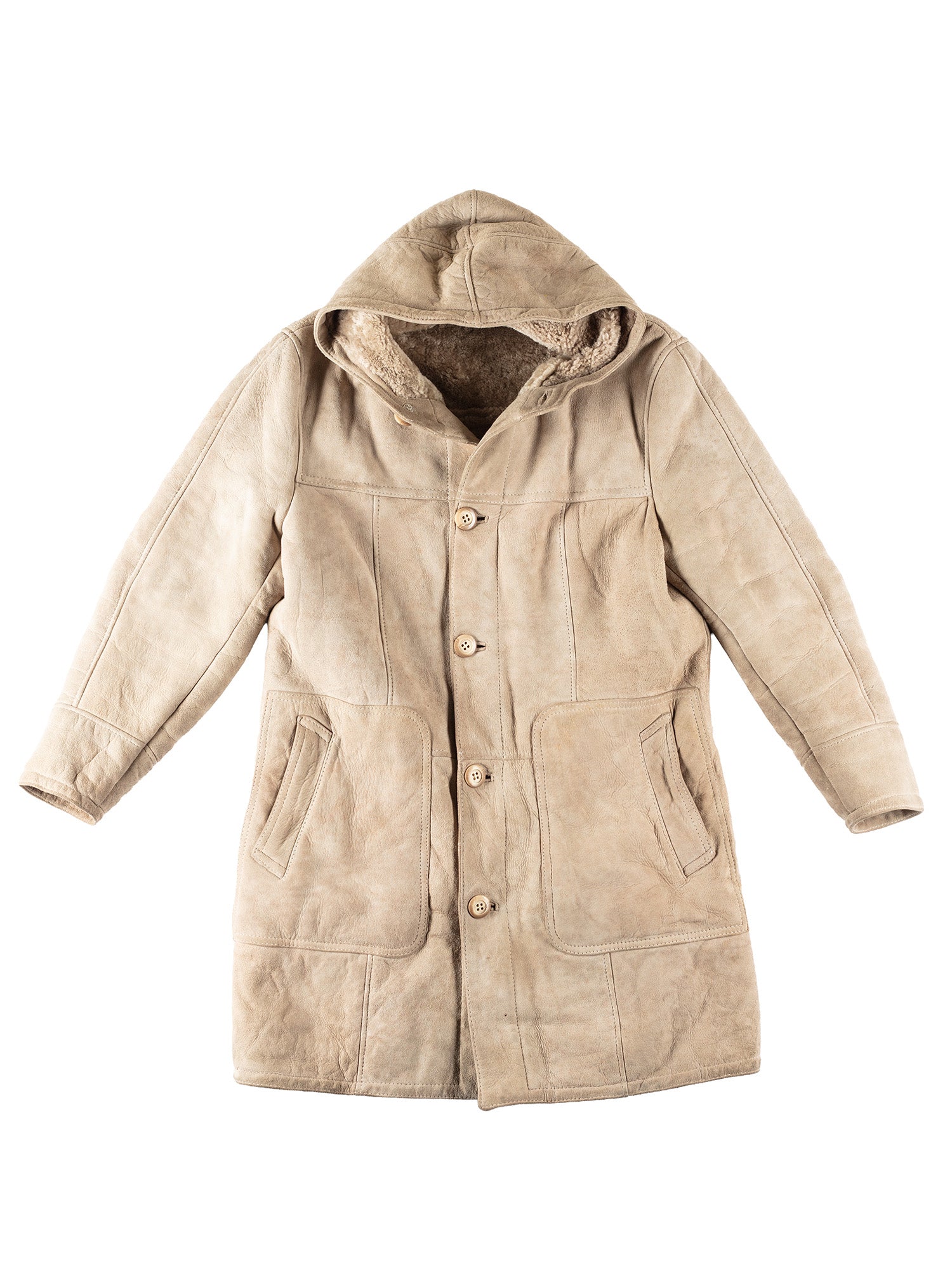 Vintage 80's Men Sheepskin Coat in Beige by Northern Grip
