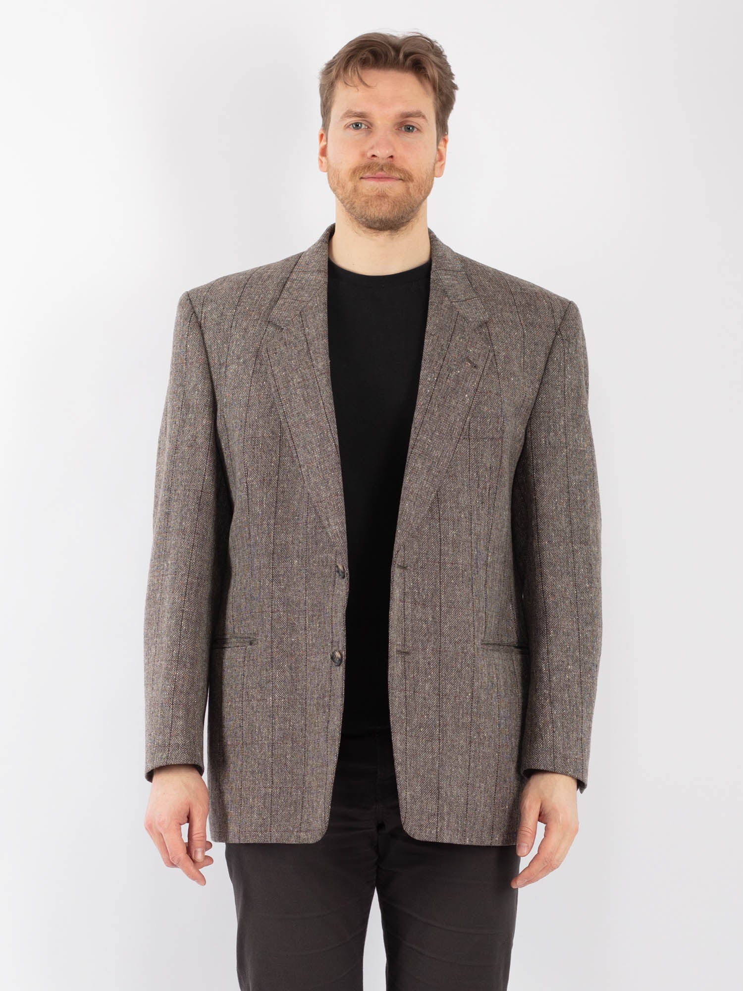 Vintage 90's Men Wool Blazer Jacket in Gray by Northern Grip